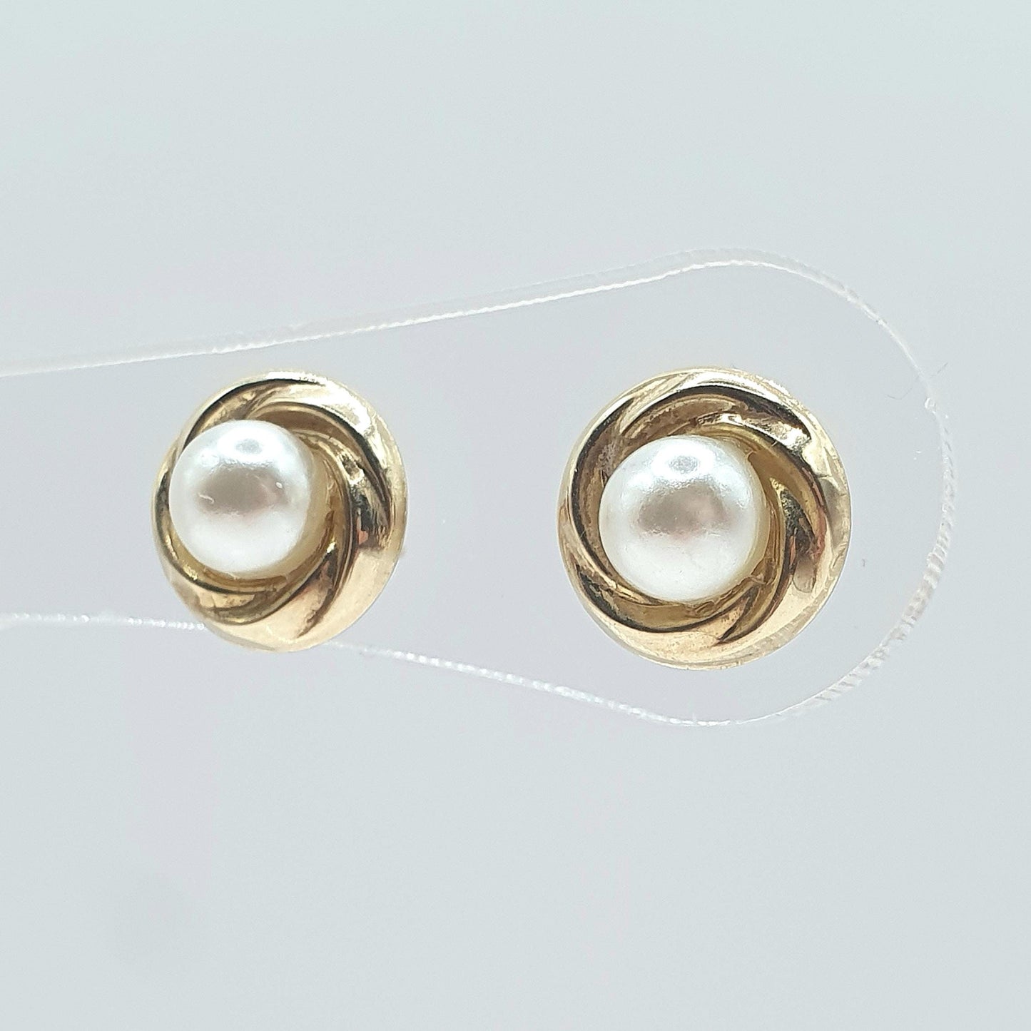 Vintage 9ct Gold Simulated Pearl Stud Earrings Solid 9k 375 White Pearls Retro Womens Vintage Jewelry Jewellery Bead