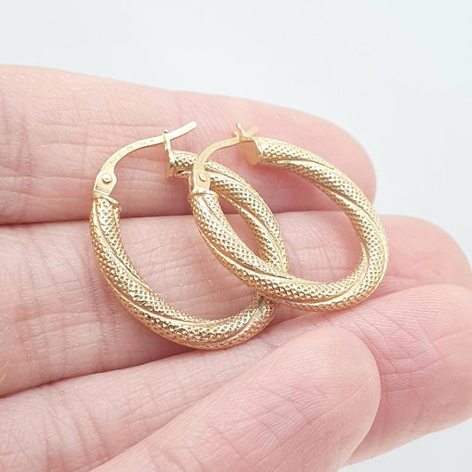 Vintage 9ct Gold Gypsy Hoop Earrings Creole U Shape Solid 375 9k Ladies Womens Jewelry Jewellery Retro