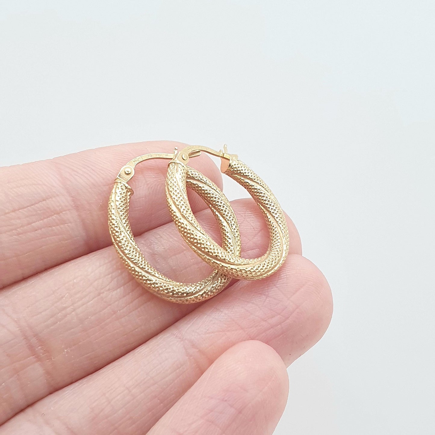 Vintage 9ct Gold Gypsy Hoop Earrings Creole U Shape Solid 375 9k Ladies Womens Jewelry Jewellery Retro