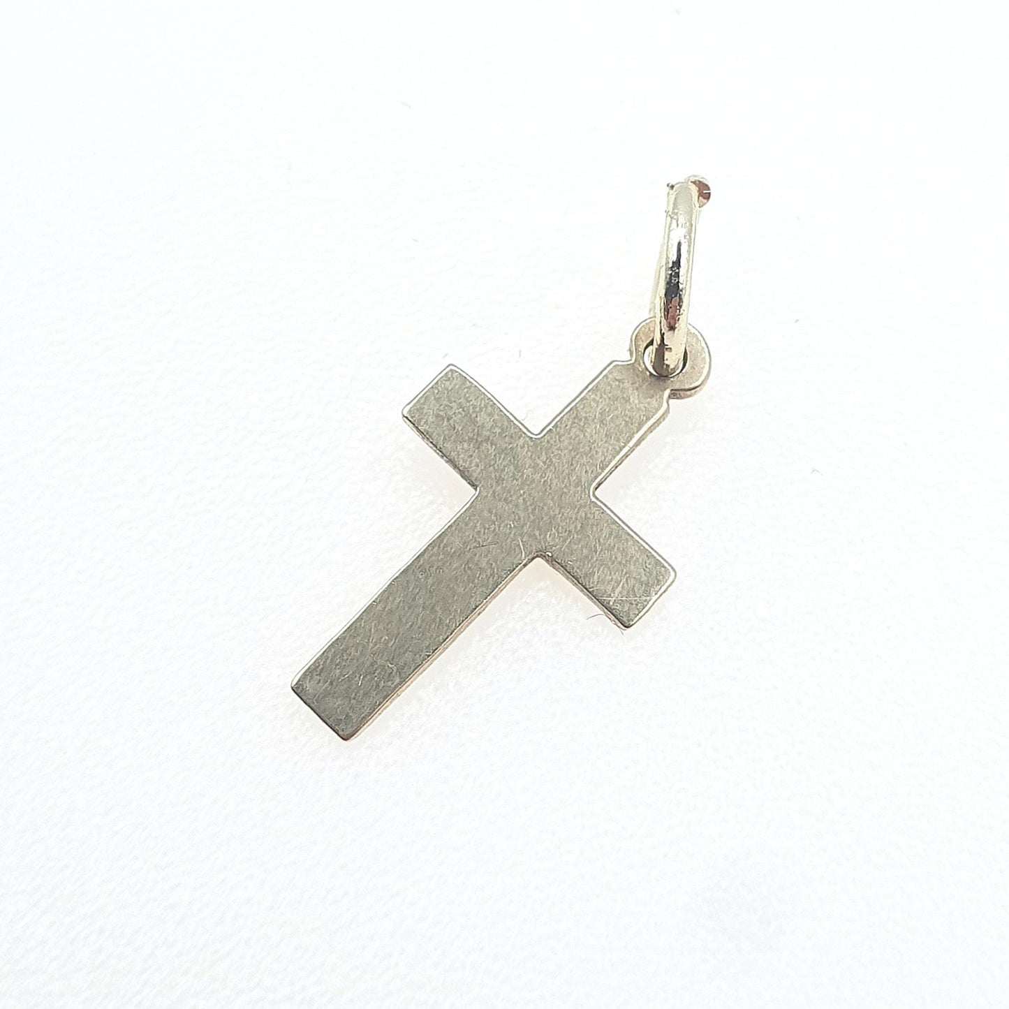 Vintage 9ct Gold Tiny Cross Pendant Crucifix Charm Solid 9k 375 H/M "G" 1956 Catholic Christian Religious Mens Womens Jewelry Jewellery