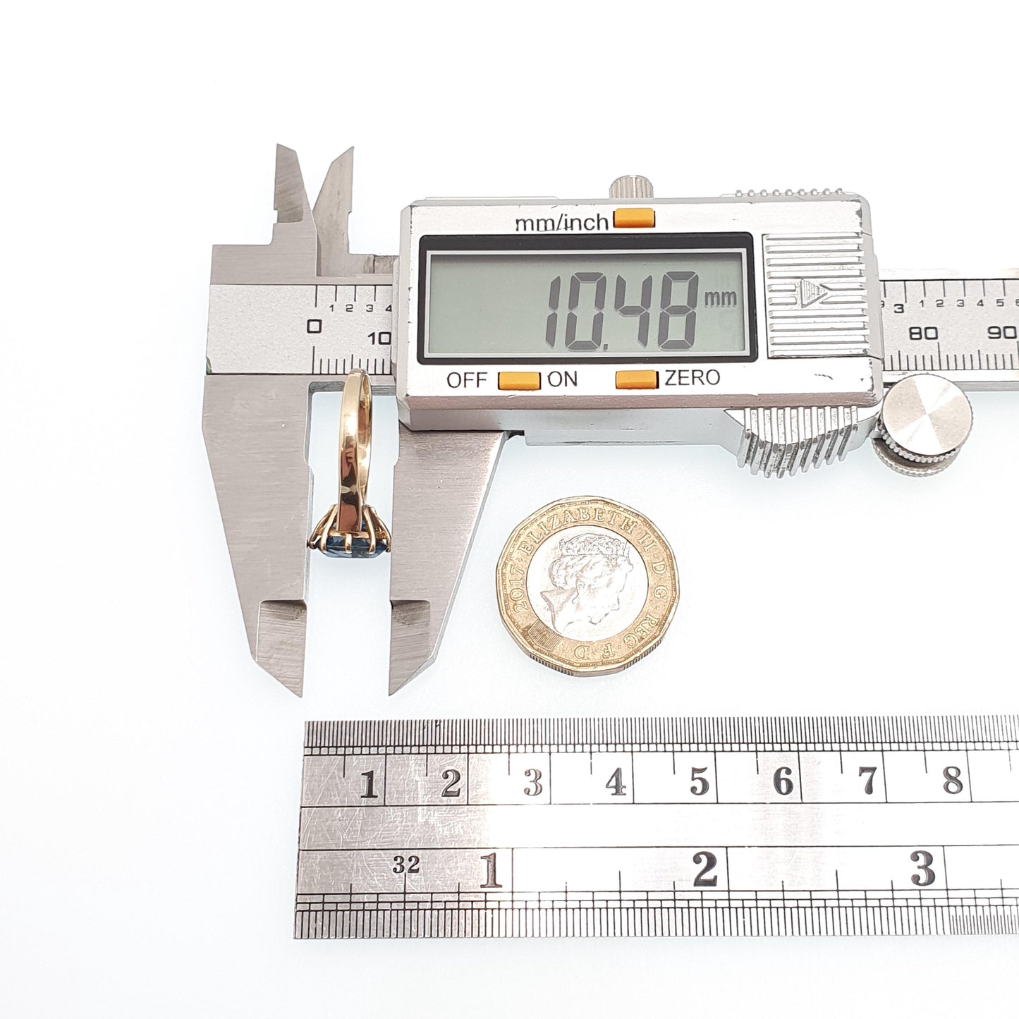 Vintage 9ct 9k Gold London Blue Topaz Ring Large Solitaire Solid 375 9kt Oval Cut Womens Jewelry Jewellery