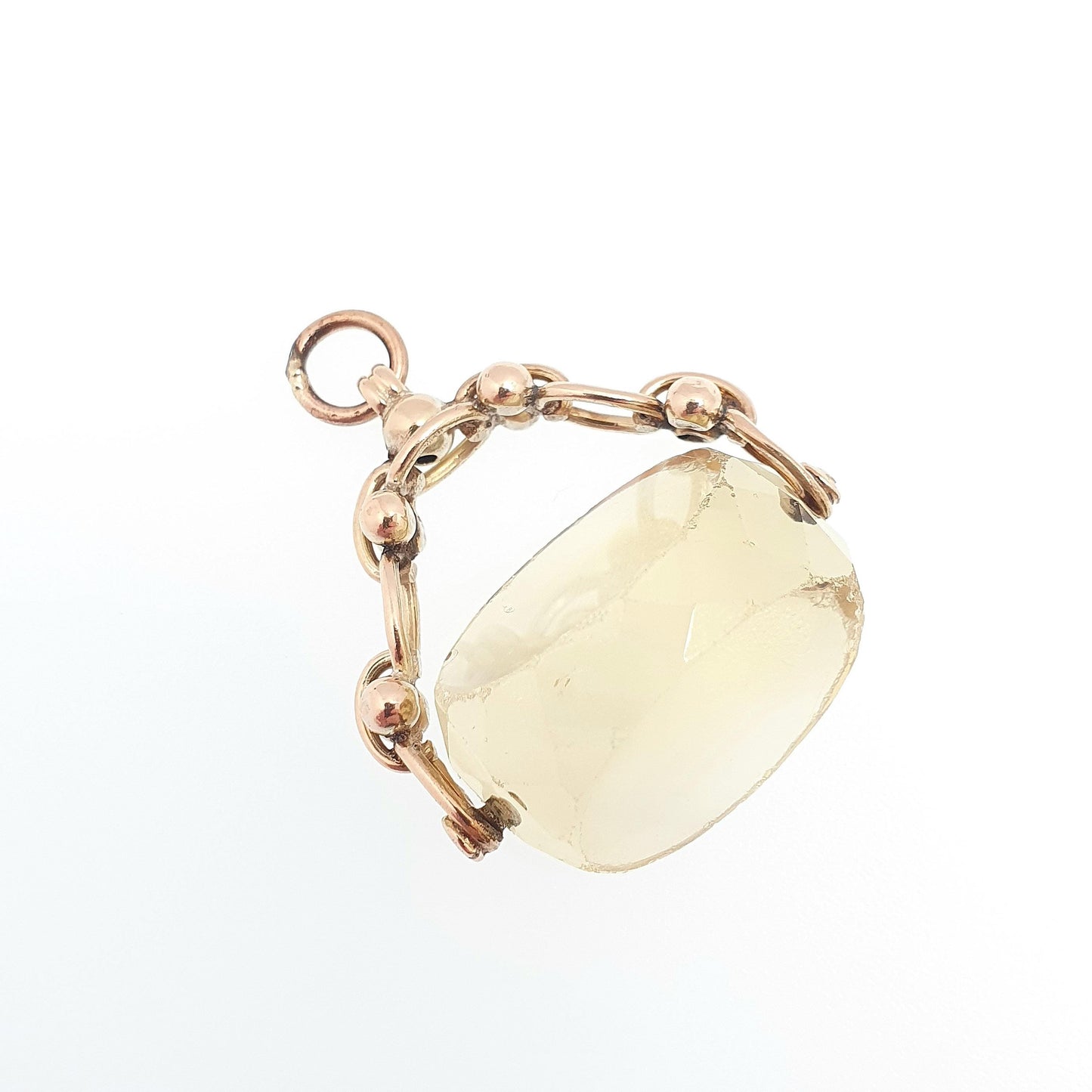 Antique Victorian 9ct 9k Gold Citrine Spinner Fob Pendant Necklace Large Big Solid 375 Vintage Jewellery Jewelry