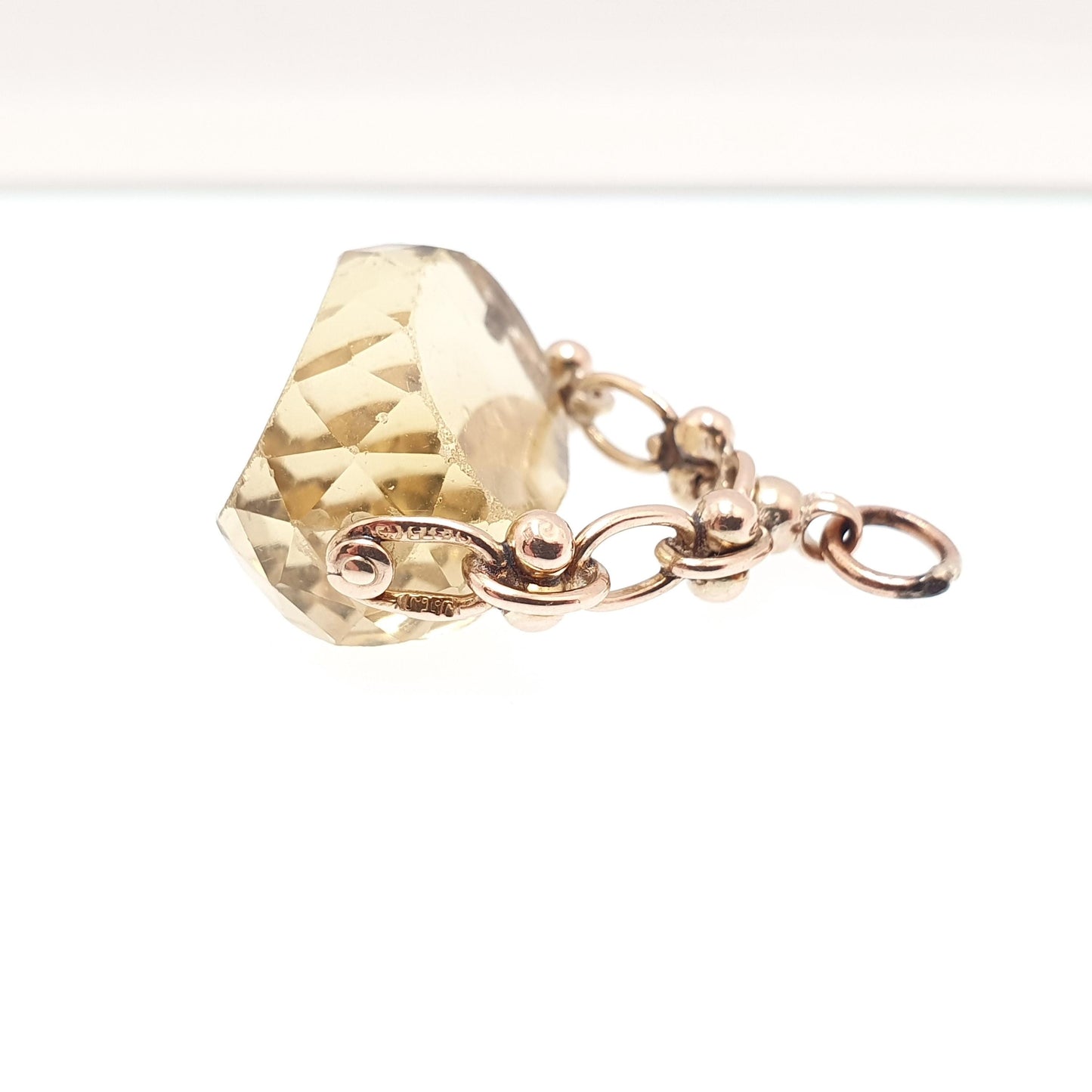 Antique Victorian 9ct 9k Gold Citrine Spinner Fob Pendant Necklace Large Big Solid 375 Vintage Jewellery Jewelry