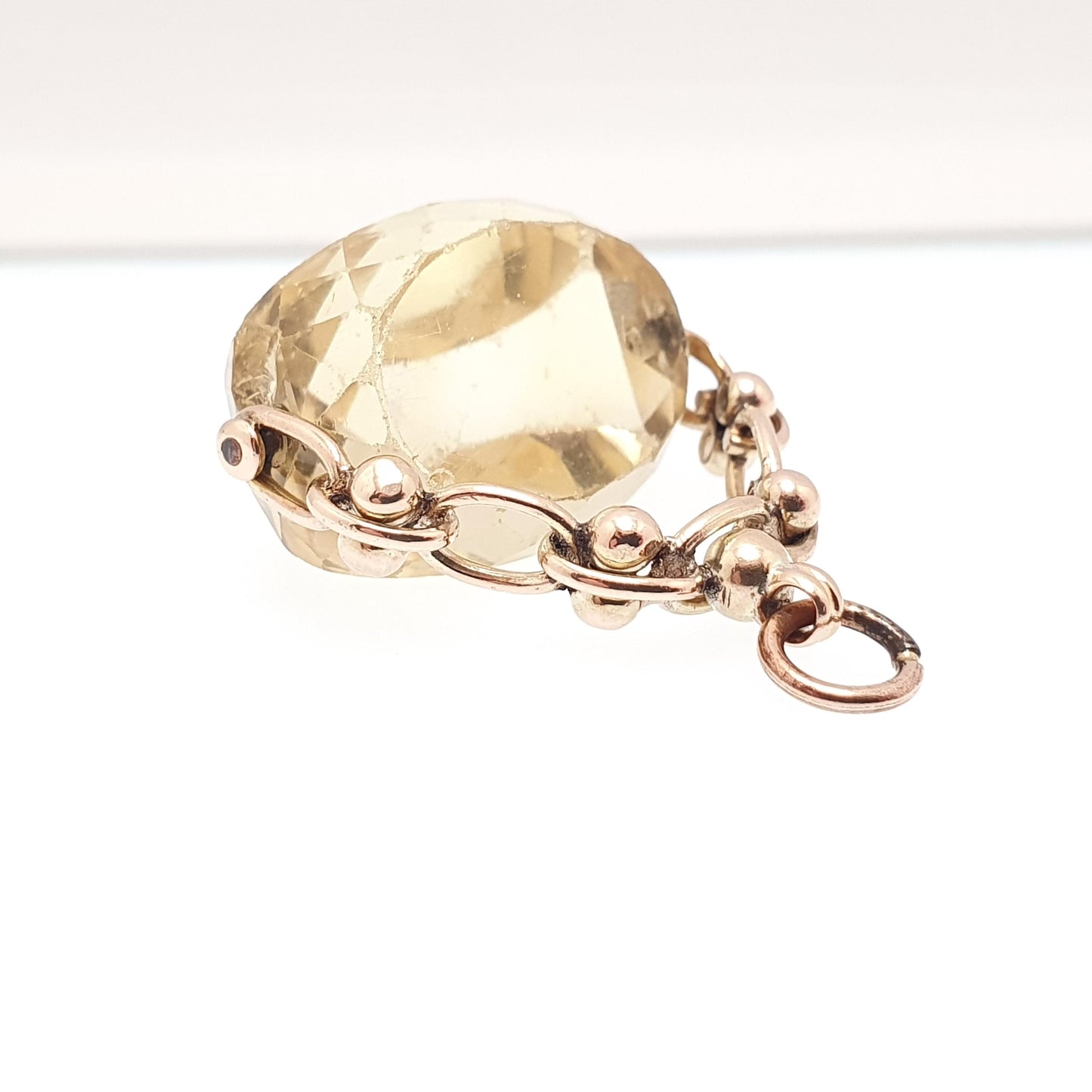 Antique Victorian 9ct 9k Gold Citrine Spinner Fob Pendant Necklace Large Big Solid 375 Vintage Jewellery Jewelry