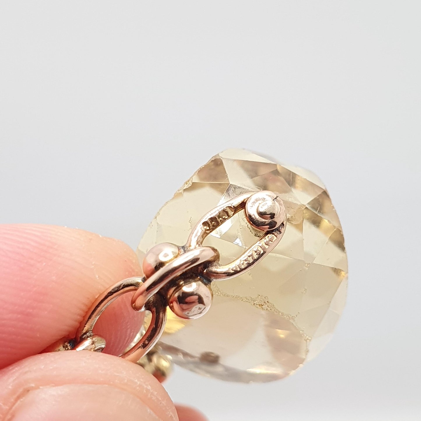 Antique Victorian 9ct 9k Gold Citrine Spinner Fob Pendant Necklace Large Big Solid 375 Vintage Jewellery Jewelry