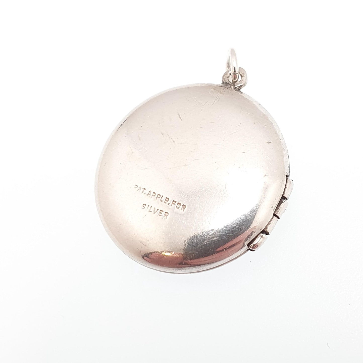 Antique Sterling Silver Locket Round Engine Turned Geometric Pattern Round Circle Necklace Pendant Picture Photo Jewelry Vintage Jewellery