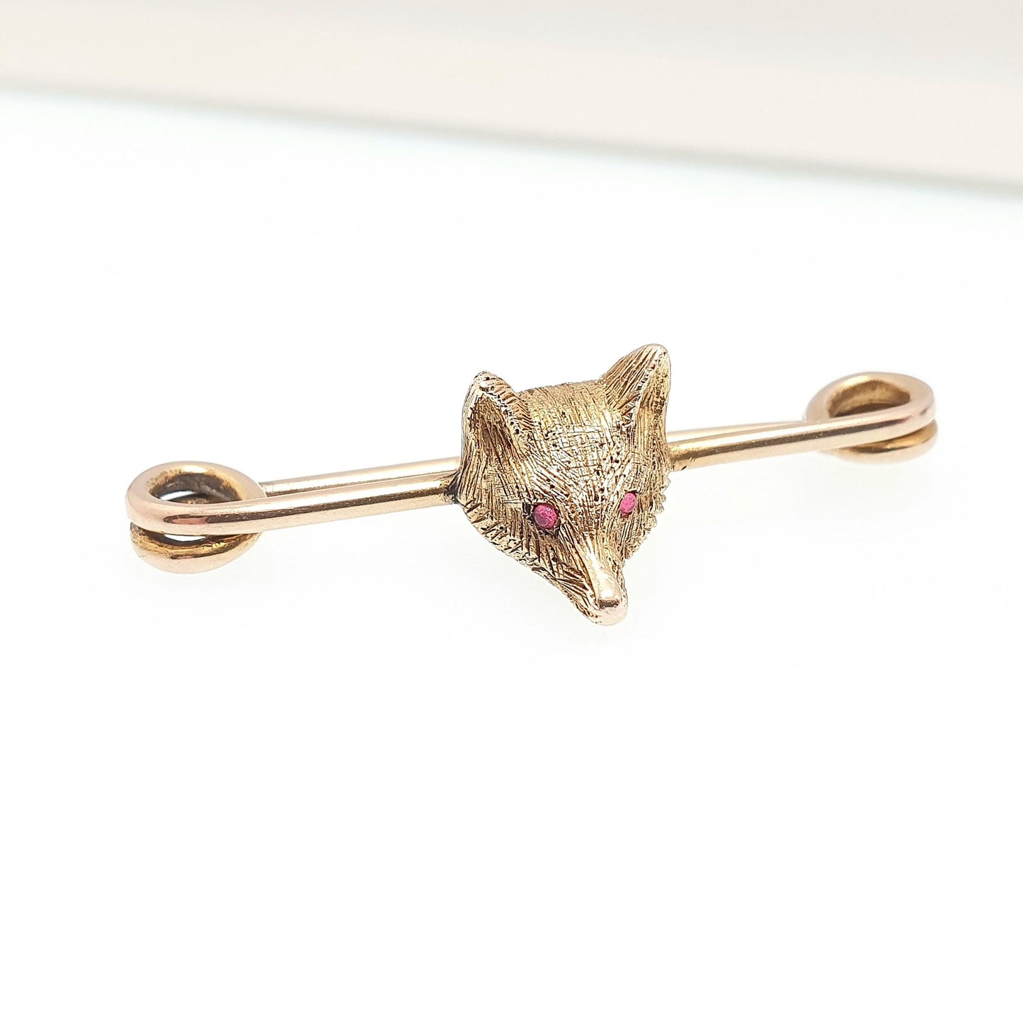 Antique 15ct Gold Fox Brooch Ruby Eyes Victorian Pin Solid 9ct and 15 Carat Foxes Animal Jewelry Jewellery Vintage
