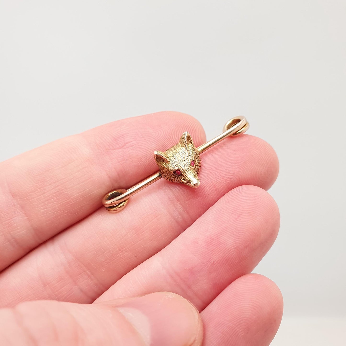 Antique 15ct Gold Fox Brooch Ruby Eyes Victorian Pin Solid 9ct and 15 Carat Foxes Animal Jewelry Jewellery Vintage