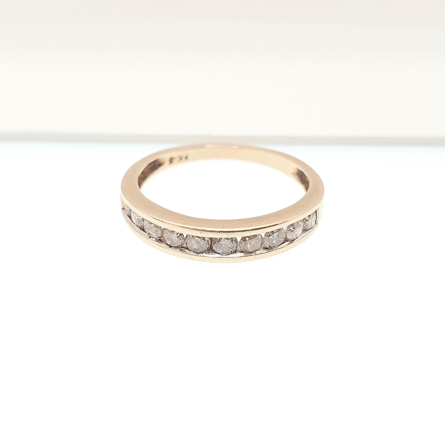 Vintage 9ct 9k Diamond Gold Ring Natural Diamonds 0.2ct Total Half Eternity Solid 375 Sparkly Genuine Real Gemstone Jewelry Jewellery