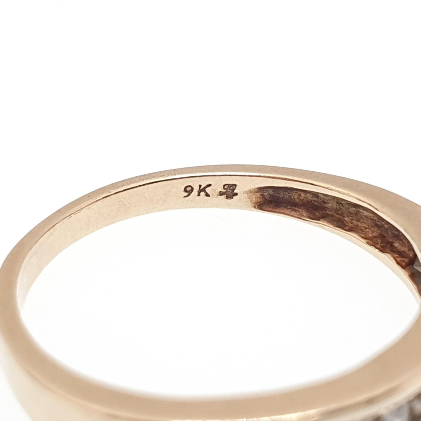 Vintage 9ct 9k Diamond Gold Ring Natural Diamonds 0.2ct Total Half Eternity Solid 375 Sparkly Genuine Real Gemstone Jewelry Jewellery