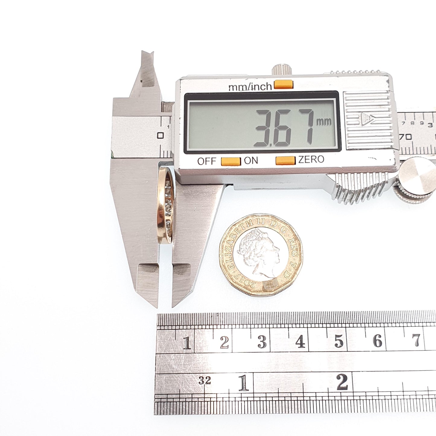 Vintage 9ct 9k Diamond Gold Ring Natural Diamonds 0.2ct Total Half Eternity Solid 375 Sparkly Genuine Real Gemstone Jewelry Jewellery