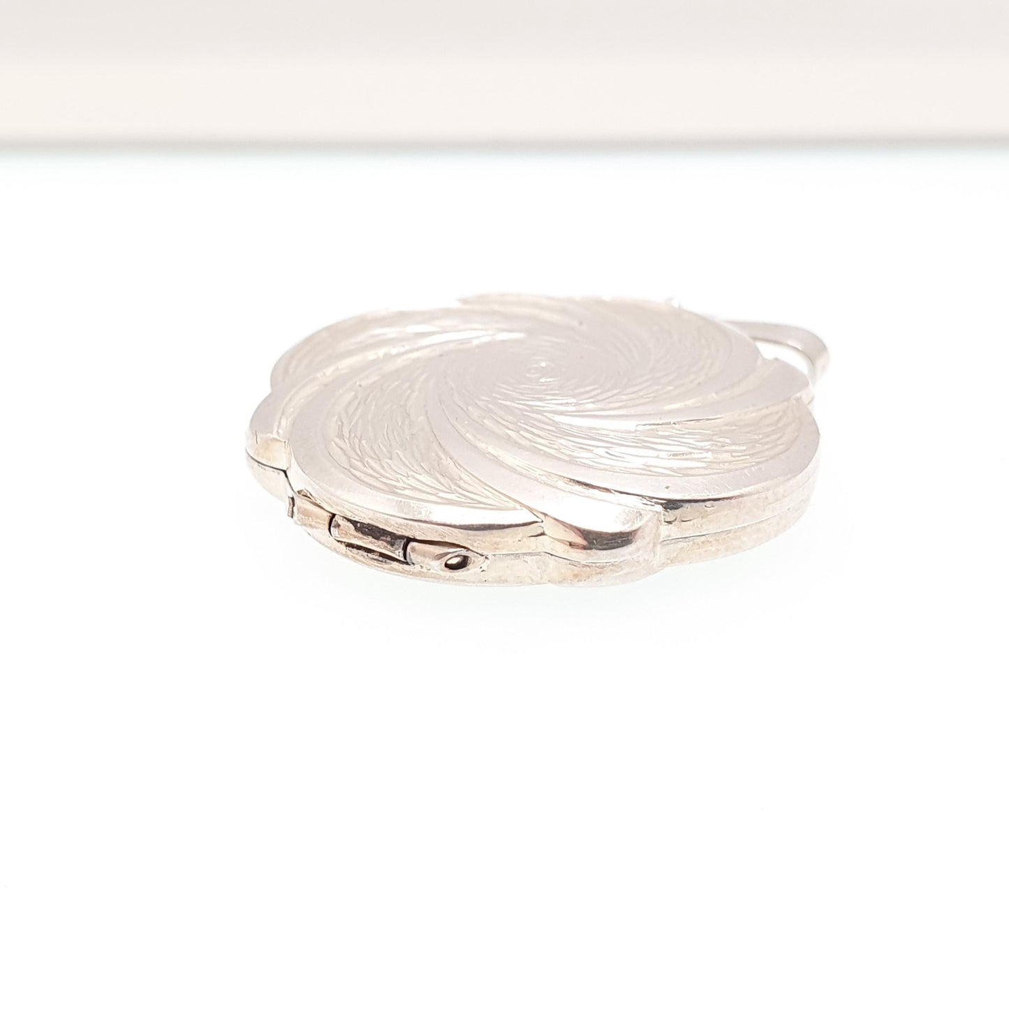 Vintage Sterling Silver Spiral Locket Swirl Embossed A*D Andreas Daub Necklace Pendant Photo Gift Jewelry Womens Jewellery