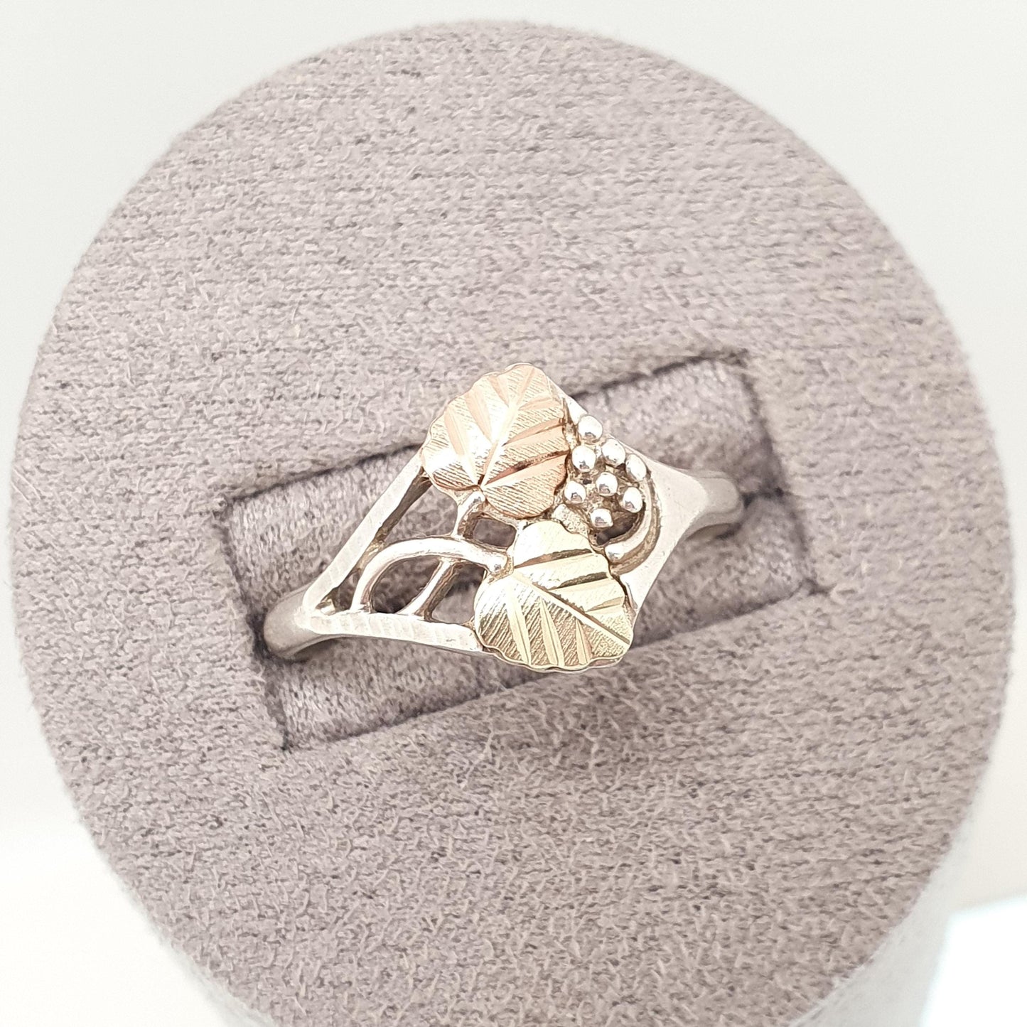 Vintage Sterling Silver 10k Gold Leaf Ring CCO Black Hills Coleman Roes and Yellow Womens Jewelry Jewellery
