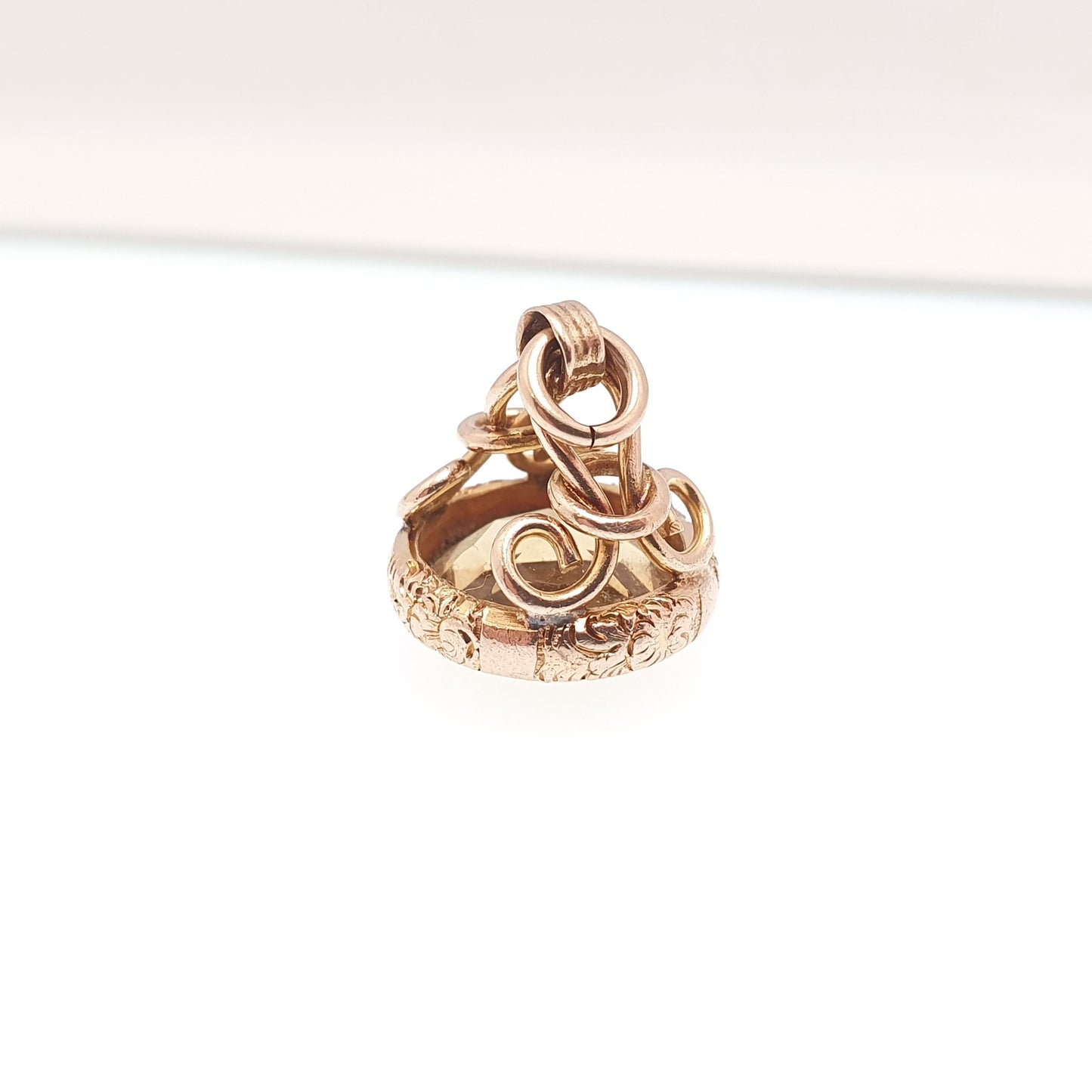 Antique 9ct 9k Gold Citrine Fob Pendant Necklace Victorian Natural Gemstone Albert Orange Quartz Solid 375 Vintage Jewellery Jewelry