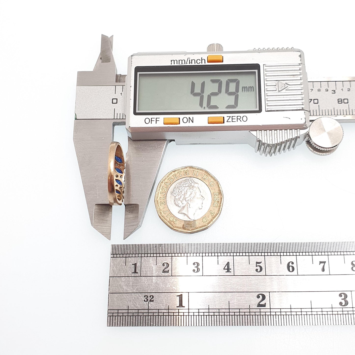 Vintage 9k Gold Diamond & Sapphire Ring Marquise Cut Solid 9ct 375 Hallmark Genuine Gemstone Womens Jewelry Jewellery