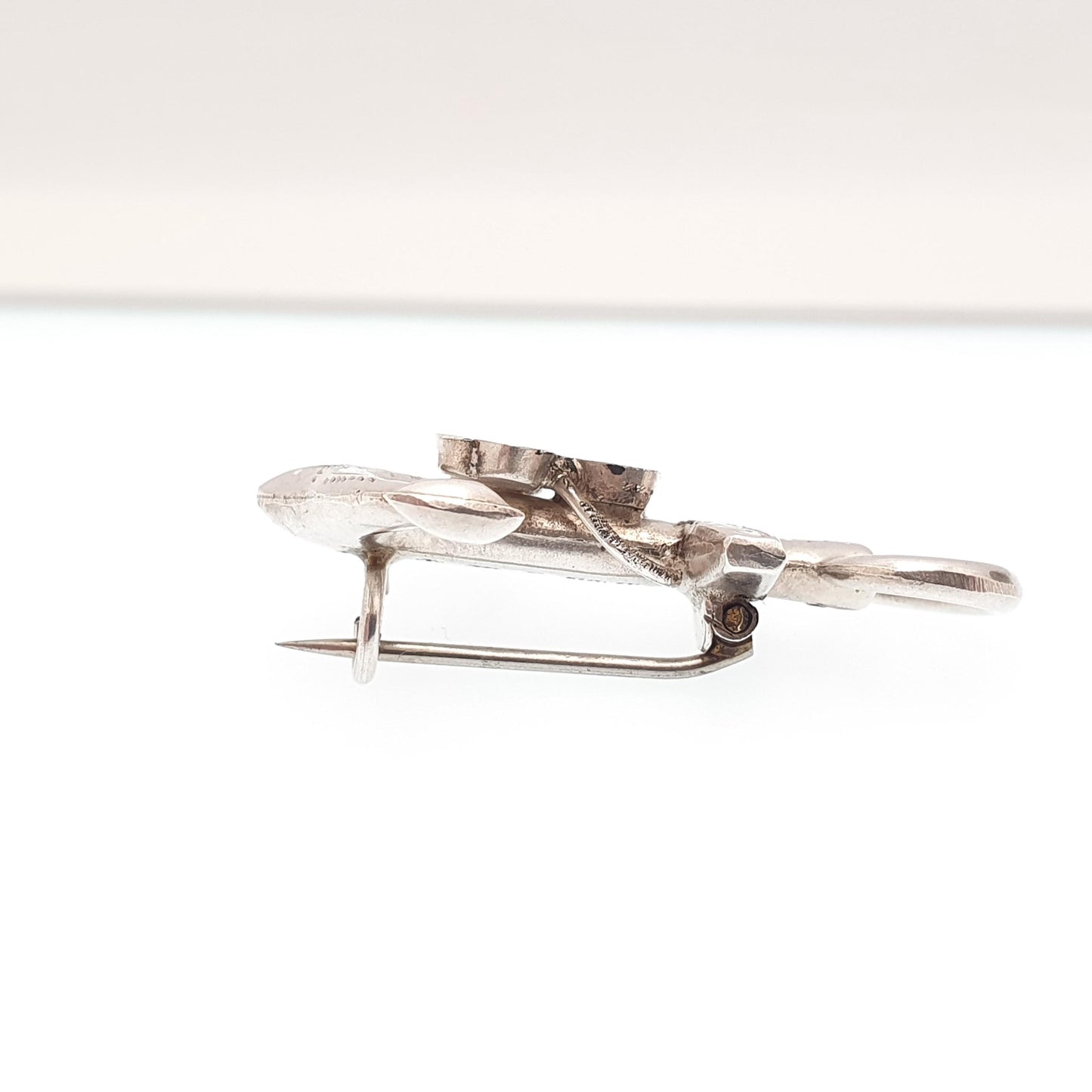 Antique Sterling Silver Clover & Anchor Brooch Pin Connemara Marble Hope Luck Sailing Boat Ship Jewelry Jewellery Vintage