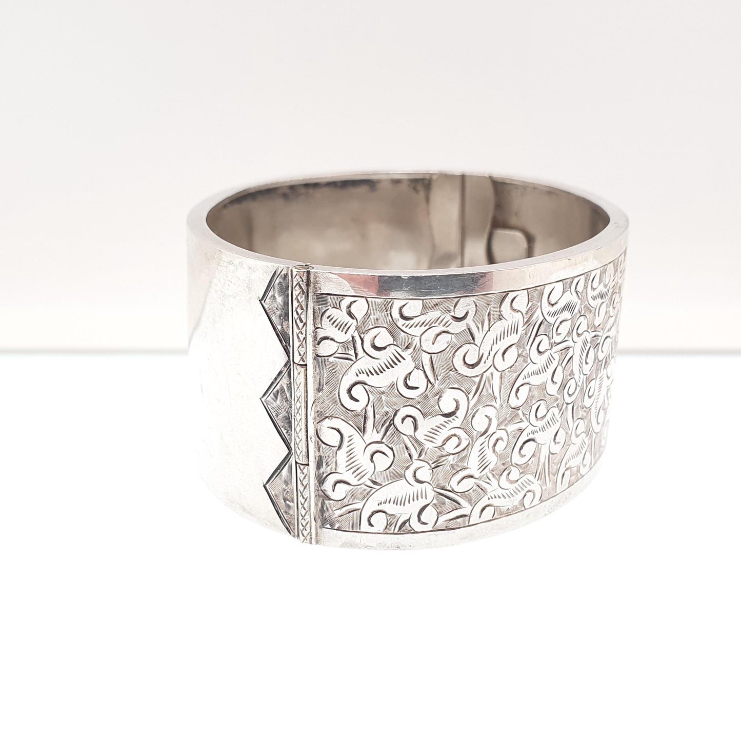 Antique Victorian Sterling Silver Snap Bracelet Bangle Large Heavy Chunky 27.31g Solid 925 Vintage Jewelry Jewellery