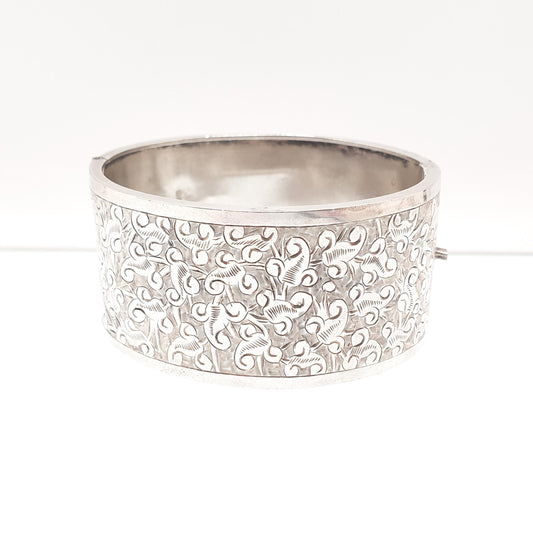 Antique Victorian Sterling Silver Snap Bracelet Bangle Large Heavy Chunky 27.31g Solid 925 Vintage Jewelry Jewellery