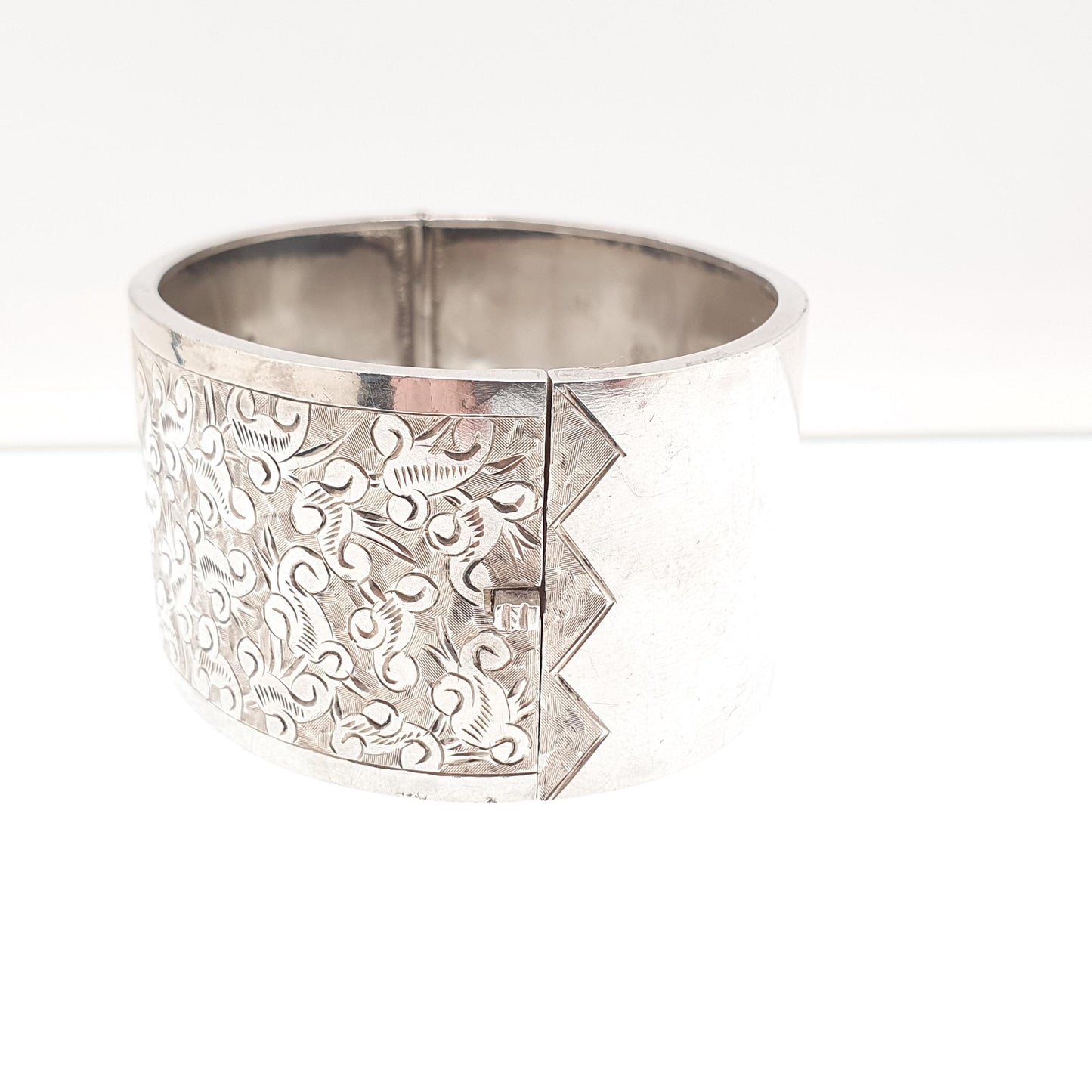 Antique Victorian Sterling Silver Snap Bracelet Bangle Large Heavy Chunky 27.31g Solid 925 Vintage Jewelry Jewellery