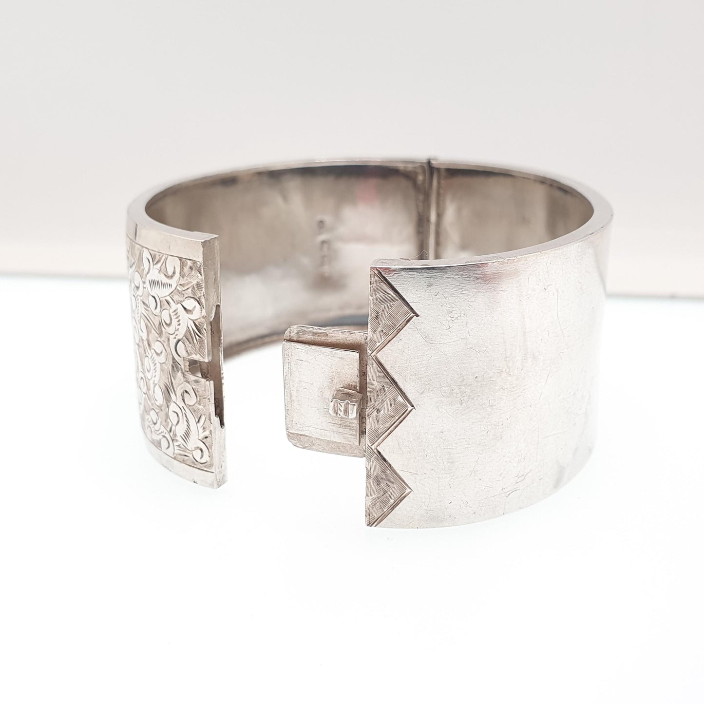 Antique Victorian Sterling Silver Snap Bracelet Bangle Large Heavy Chunky 27.31g Solid 925 Vintage Jewelry Jewellery