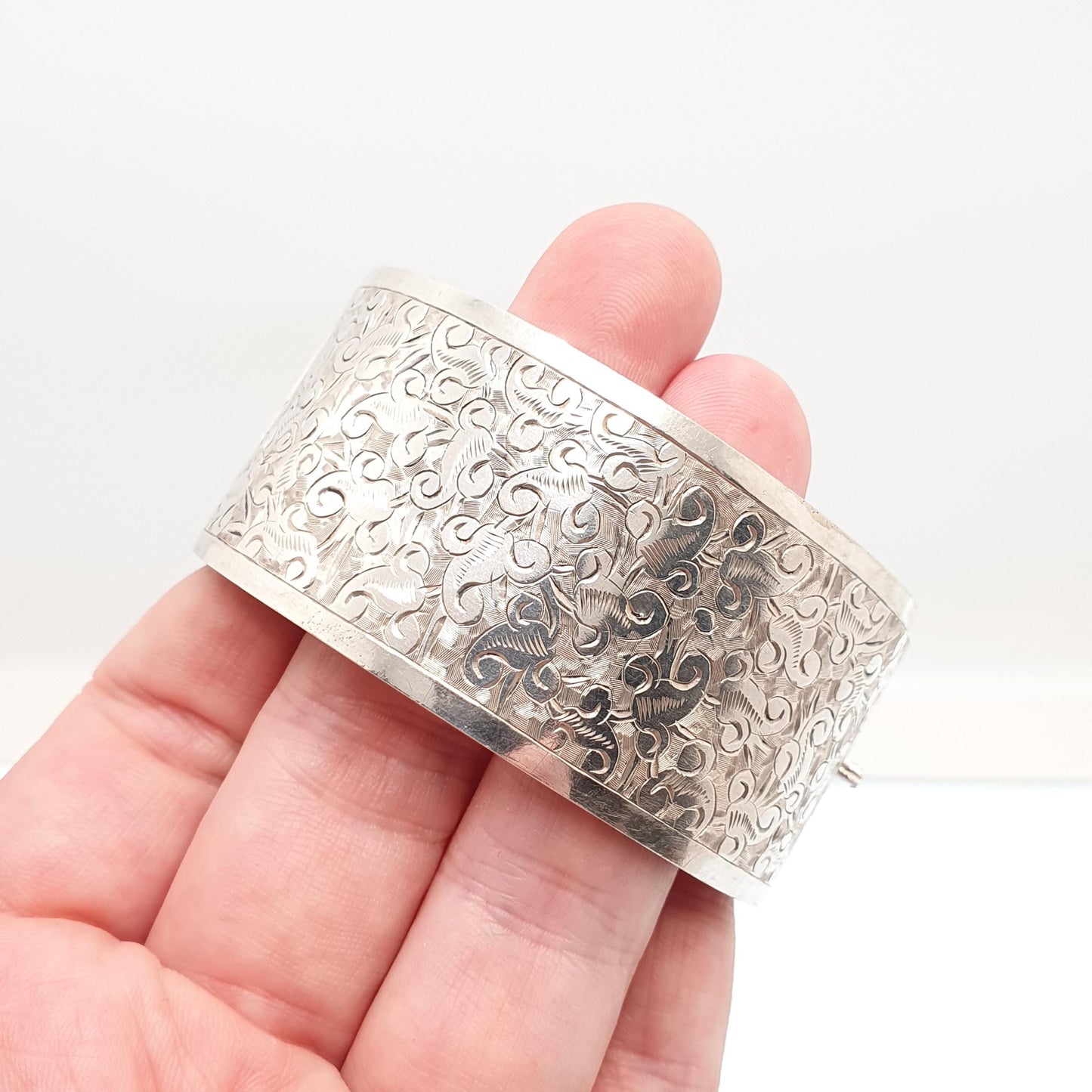 Antique Victorian Sterling Silver Snap Bracelet Bangle Large Heavy Chunky 27.31g Solid 925 Vintage Jewelry Jewellery