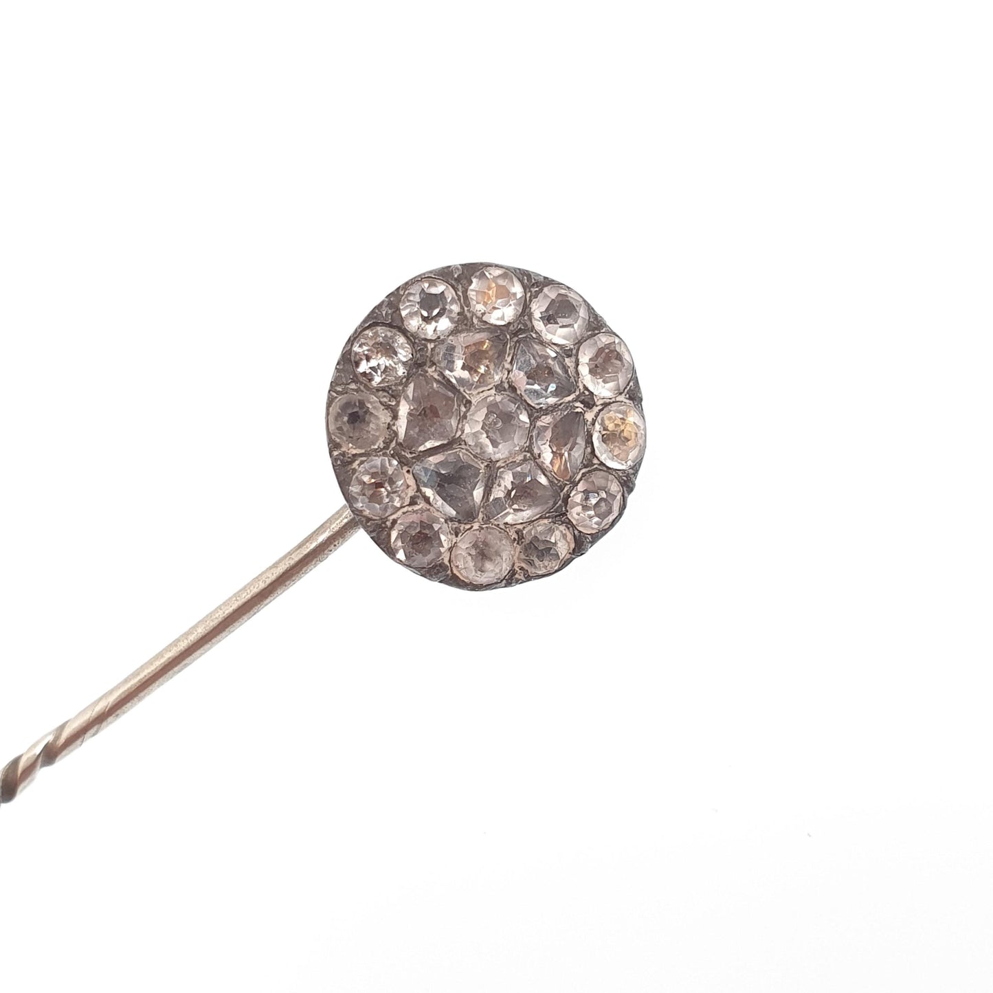 Antique Georgian Solid Silver Diamond Paste Stick Pin Foiled Old Cut Solid Vintage Gents Mens Jewelry Jewellery