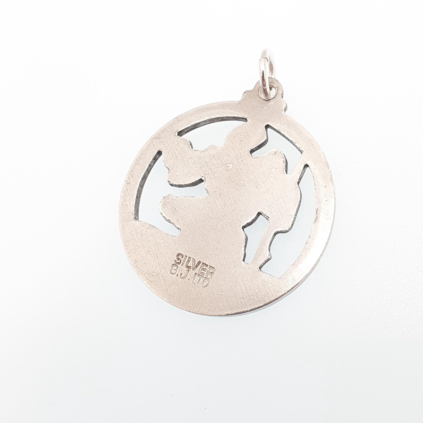 GEORG JENSEN Vintage St Christopher Sterling Silver Pendant Necklace Pierced Cut Out Silhouette GJ Ltd Saint Travel 925 Jewellery Jewelry