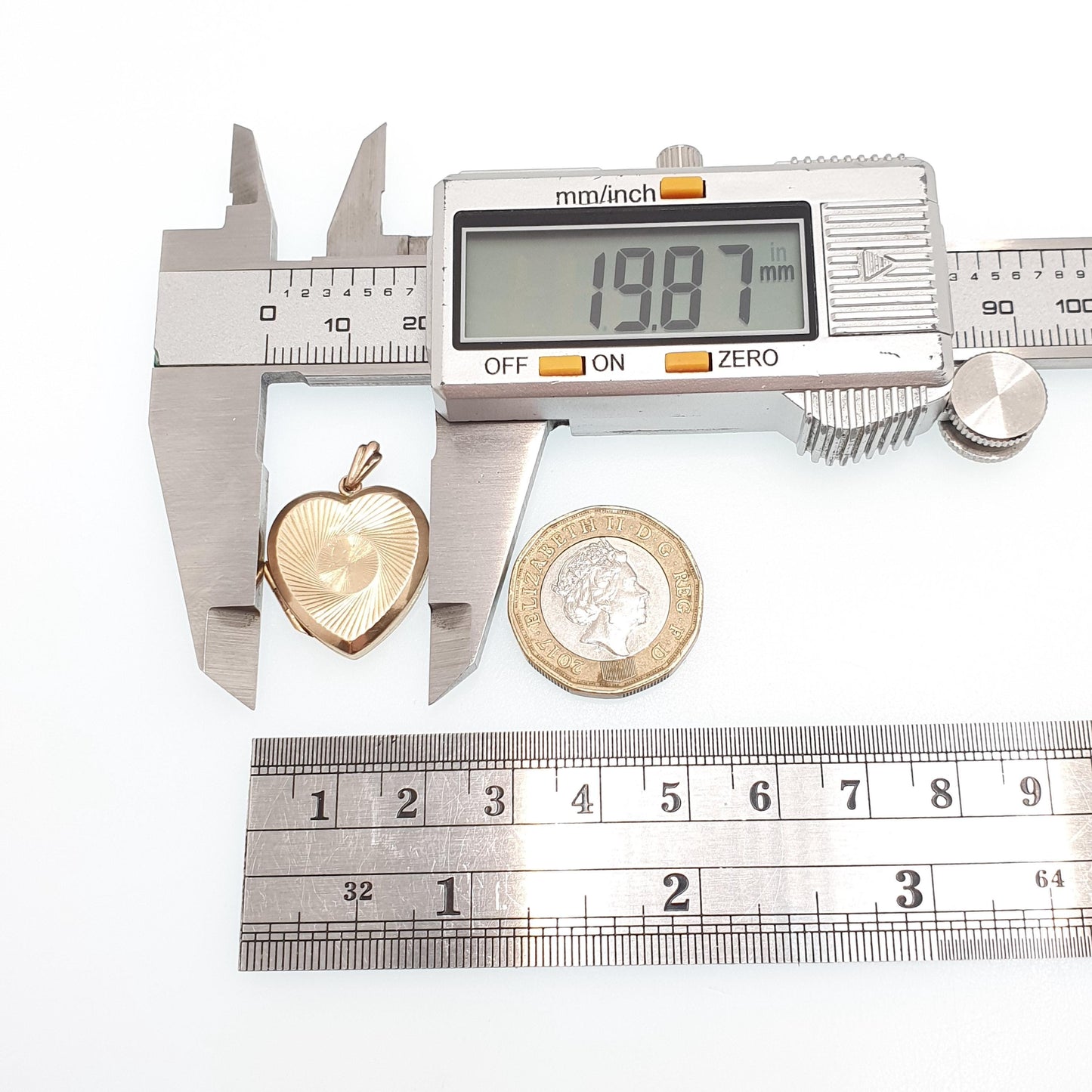 Old Vintage 9ct Gold Heart Locket Gyroscope Solid 9k 375 Pendant Small Cute Fine Estate Gift Back & Front Necklace Jewelry Womens Jewellery