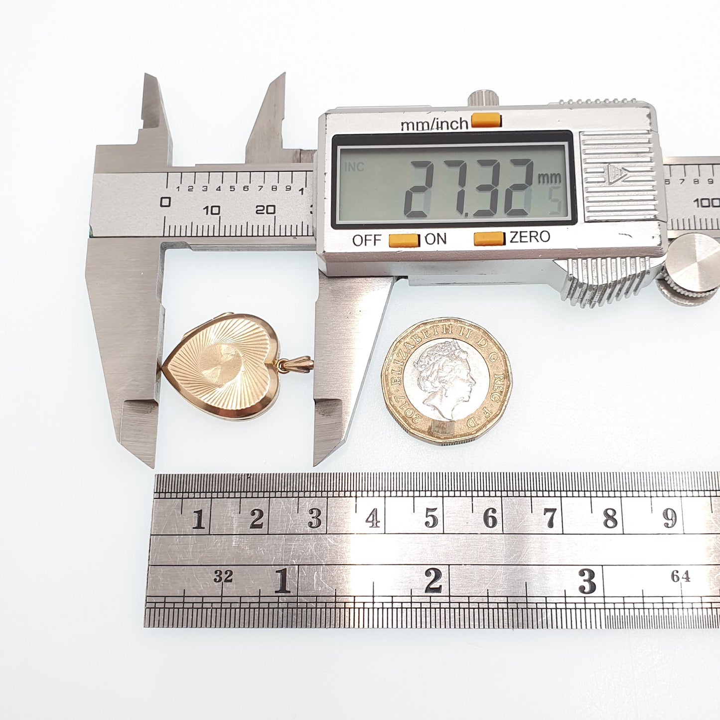 Old Vintage 9ct Gold Heart Locket Gyroscope Solid 9k 375 Pendant Small Cute Fine Estate Gift Back & Front Necklace Jewelry Womens Jewellery