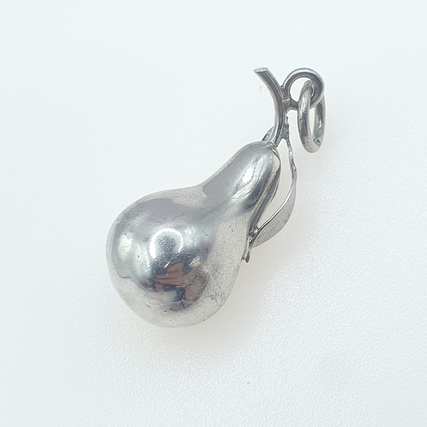 Vintage Sterling Silver Pear Pendant Kitsch Necklace Fruit Retro Solid 925 Cute Jewellery Jewelry