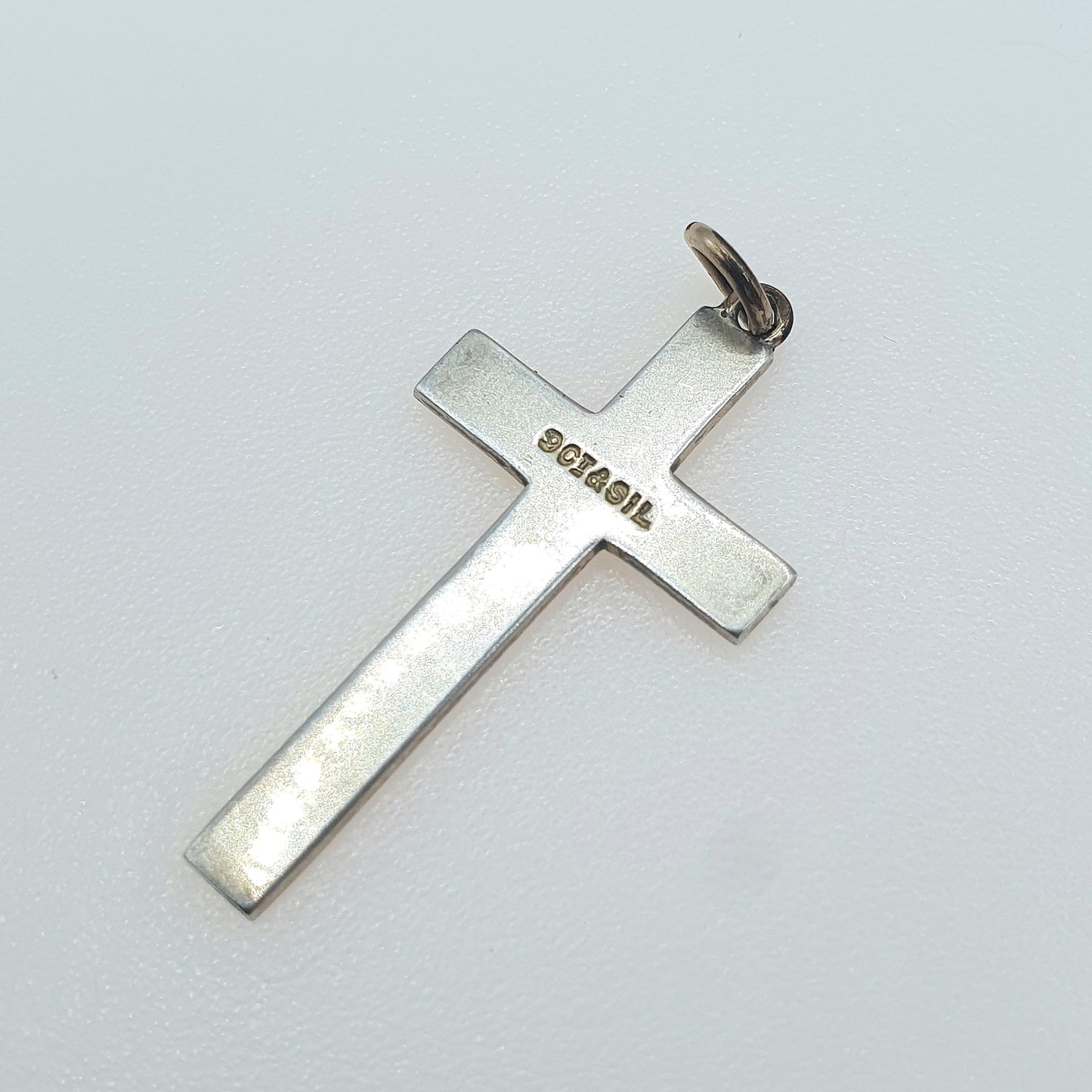 Antique 9ct Gold Front Solid Silver Crucifix Cross Pendant Hand Engraved Catholic Christian Religious Mens Womens Jewelry Jewellery