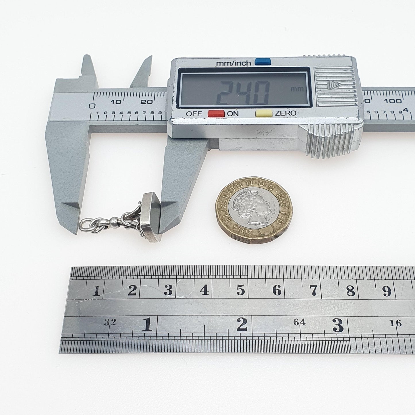 Antique Victorian Solid Silver Letter Seal Fob Pendant Albert Chain Not Engraved Vintage Women’s Men’s Unisex Necklace Jewelry Jewellery