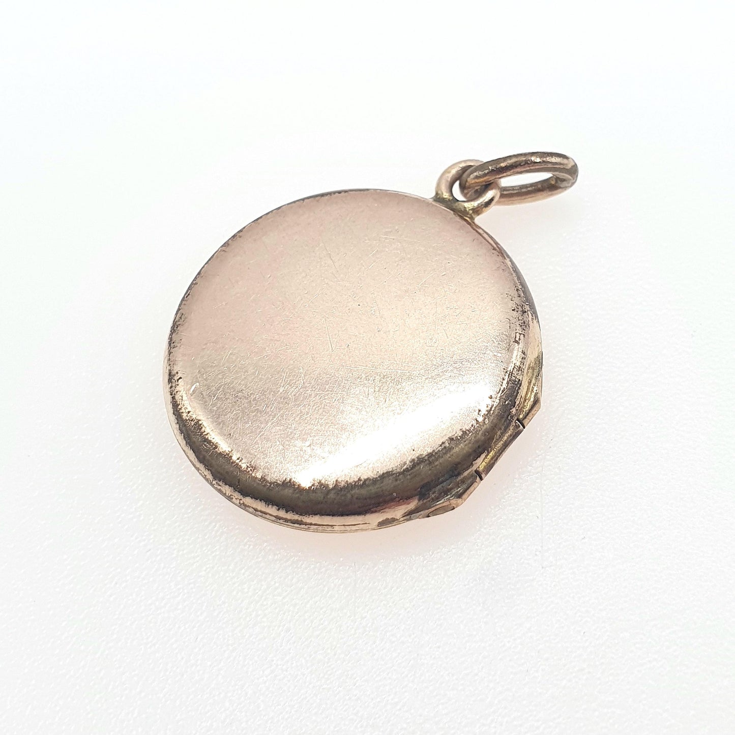 Antique Victorian Rolled Rose Gold Locket Round Pendant Necklace Photo Keepsake Vintage Jewelry Jewellery Unisex Women’s Men’s