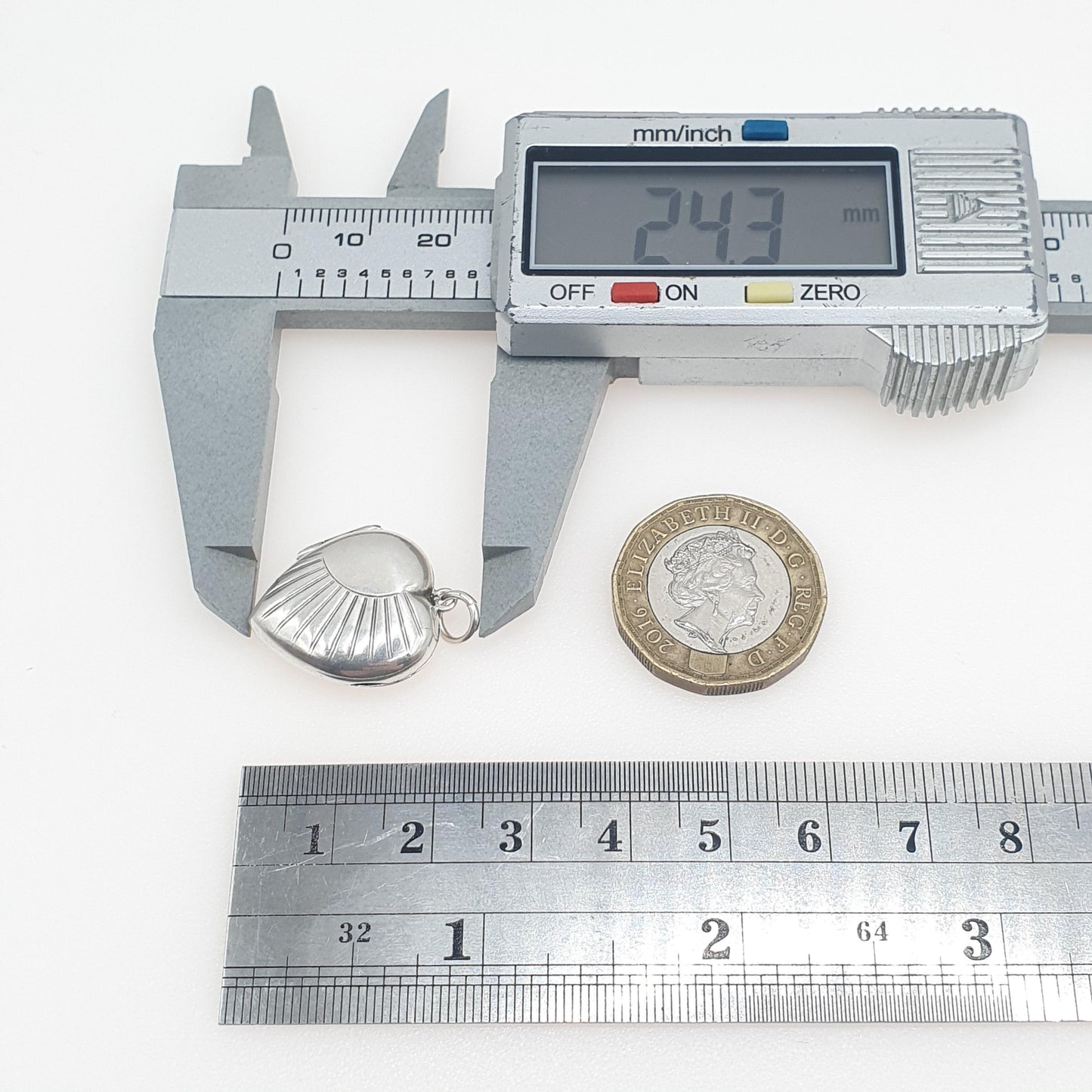 Antique Art Deco Solid Silver Heart Locket Necklace Pendant Sunburst Pattern Back and Front Womens Jewelry Vintage Jewellery