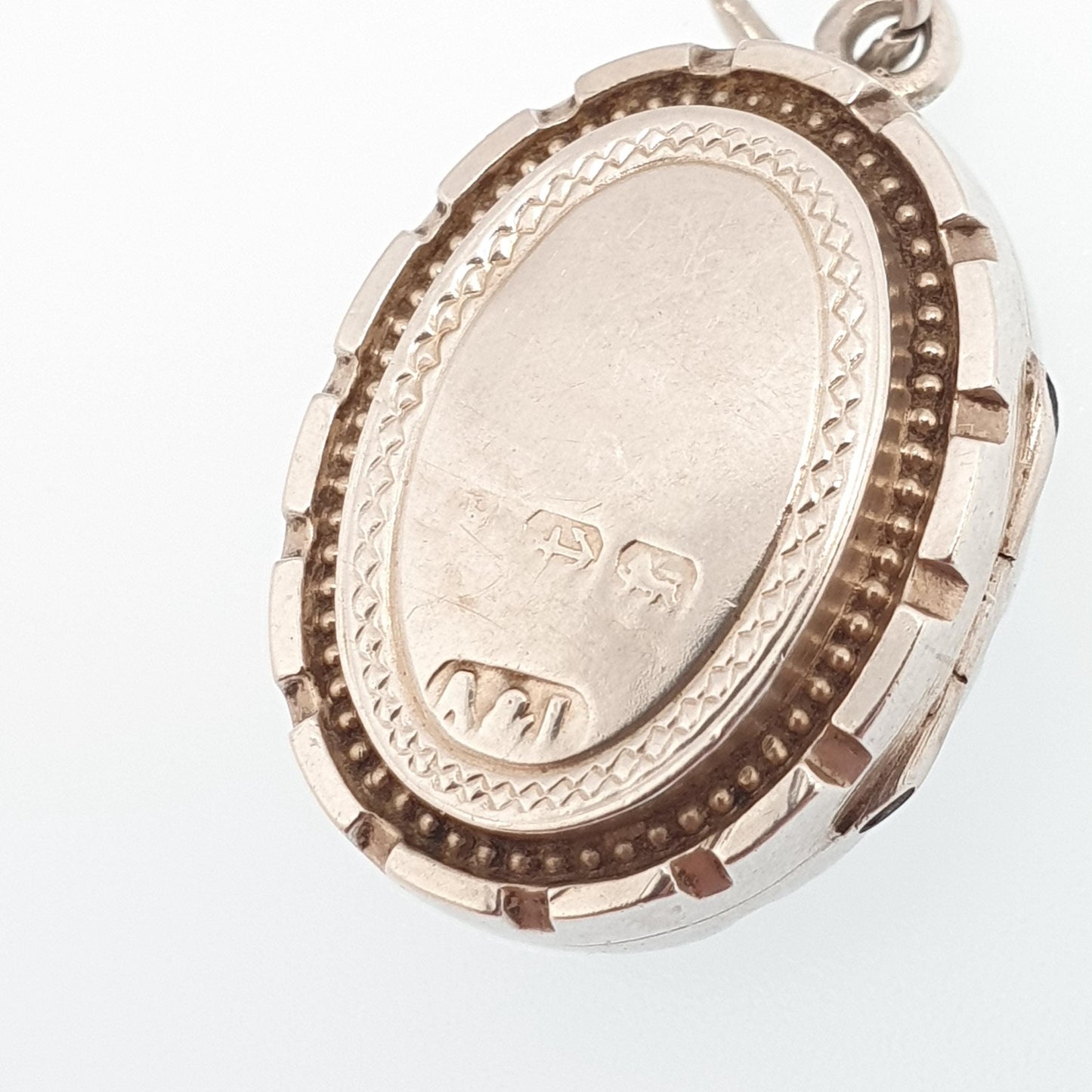 Antique Sterling Silver Locket Hallmark Oval Small Cute 1882 Hallmark Necklace Vintage Stepped Pendant Geometric Womens Jewelry Jewellery