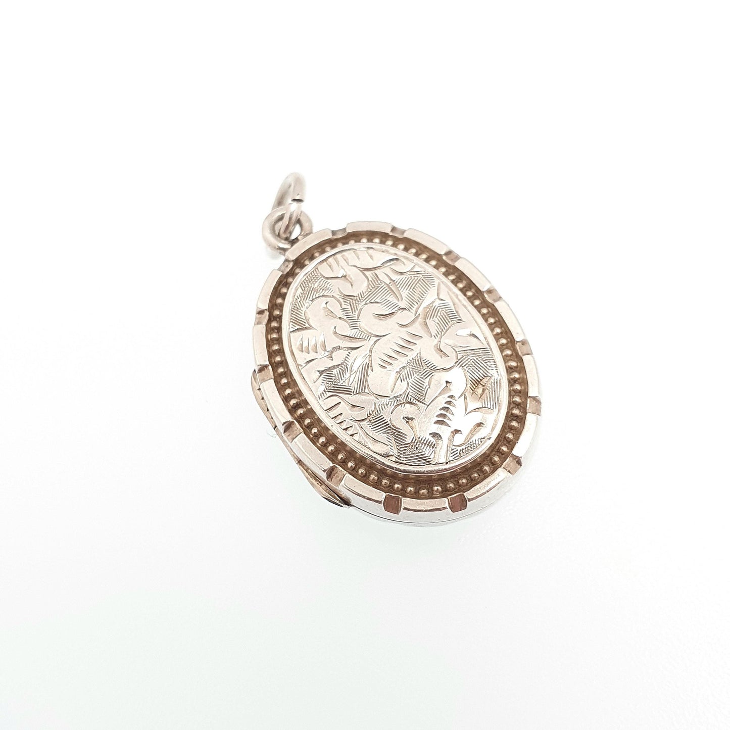 Antique Sterling Silver Locket Hallmark Oval Small Cute 1882 Hallmark Necklace Vintage Stepped Pendant Geometric Womens Jewelry Jewellery