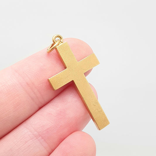 Antique 15ct Gold Crucifix Pendant Victorian Necklace 15kt 625 Yellow Hallmarked 1800s Vintage Womens Mens Jewellery Jewelry