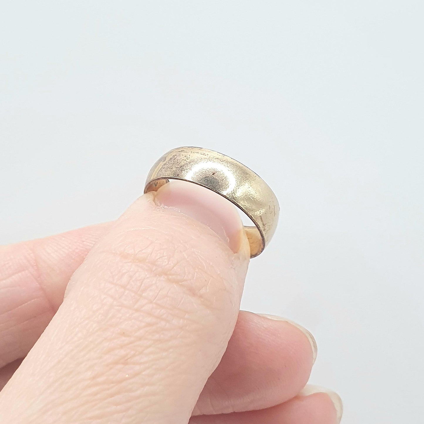 Antique Rolled Gold Band Ring Gold Filled Wide Thick Plain Smooth Wedding Band Vintage Mens Womens Jewelry Jewellery