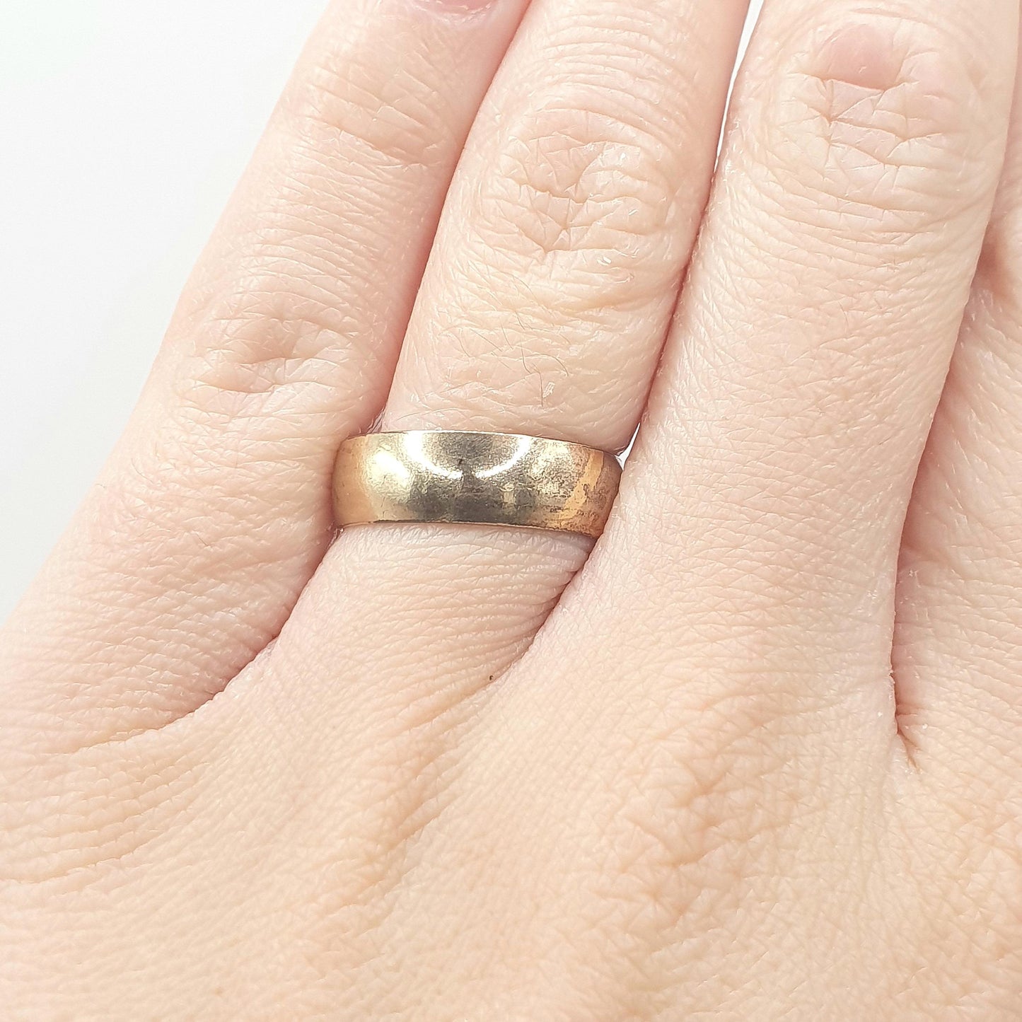 Antique Rolled Gold Band Ring Gold Filled Wide Thick Plain Smooth Wedding Band Vintage Mens Womens Jewelry Jewellery