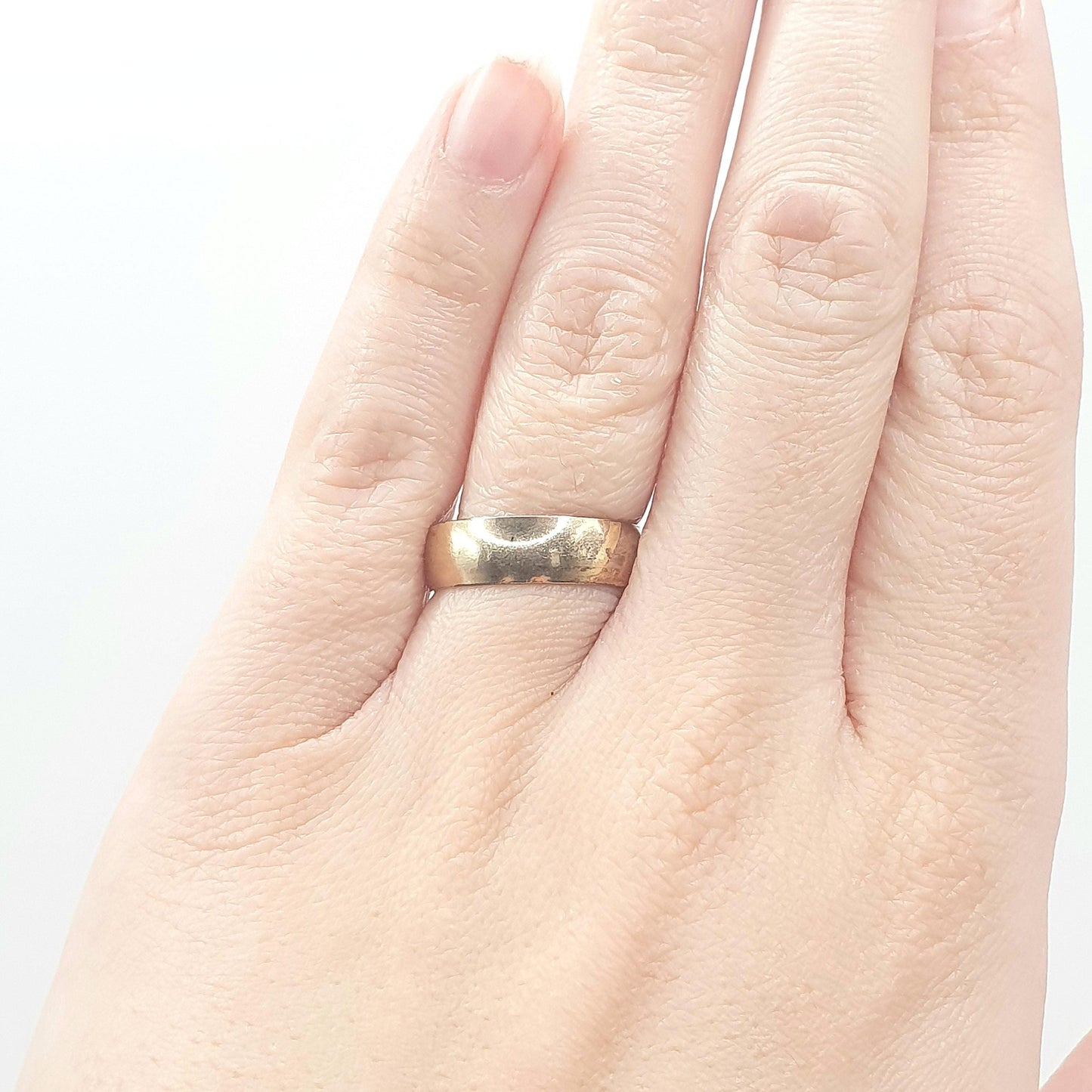 Antique Rolled Gold Band Ring Gold Filled Wide Thick Plain Smooth Wedding Band Vintage Mens Womens Jewelry Jewellery