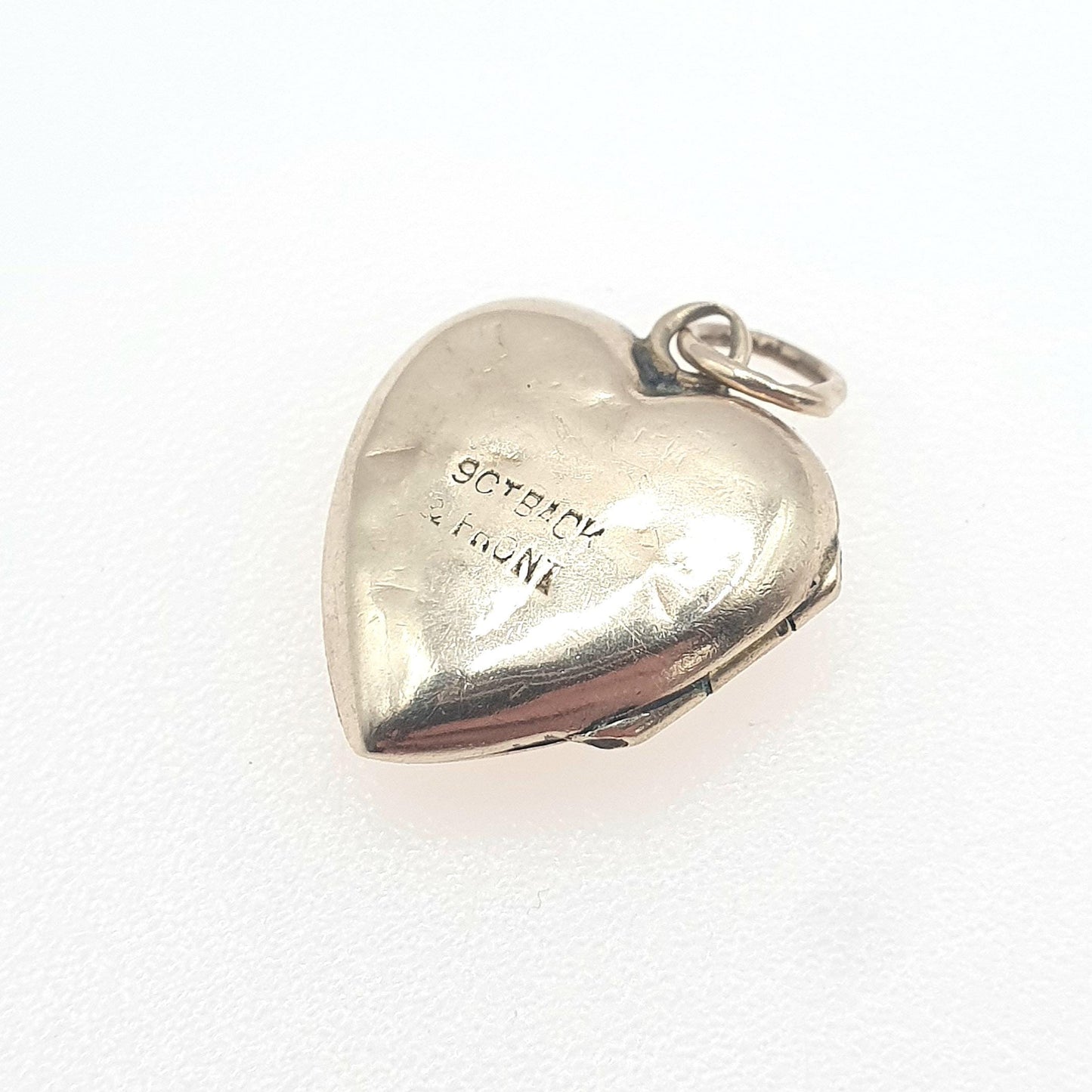 Antique Art Deco 9ct Gold BK & FT Heart Locket Tiny Small Picture Photo Pendant Vintage Women Jewellery Jewelry