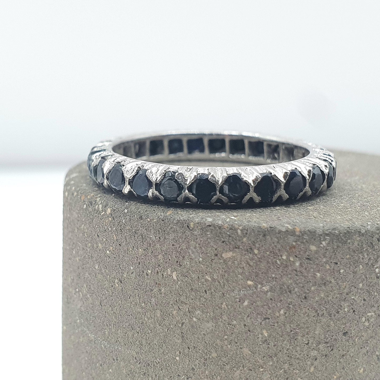 Vintage Genuine Sapphire Eternity Ring Silver Tone Base Metal Real Genuine Gemstones Women’s Jewelry Jewellery