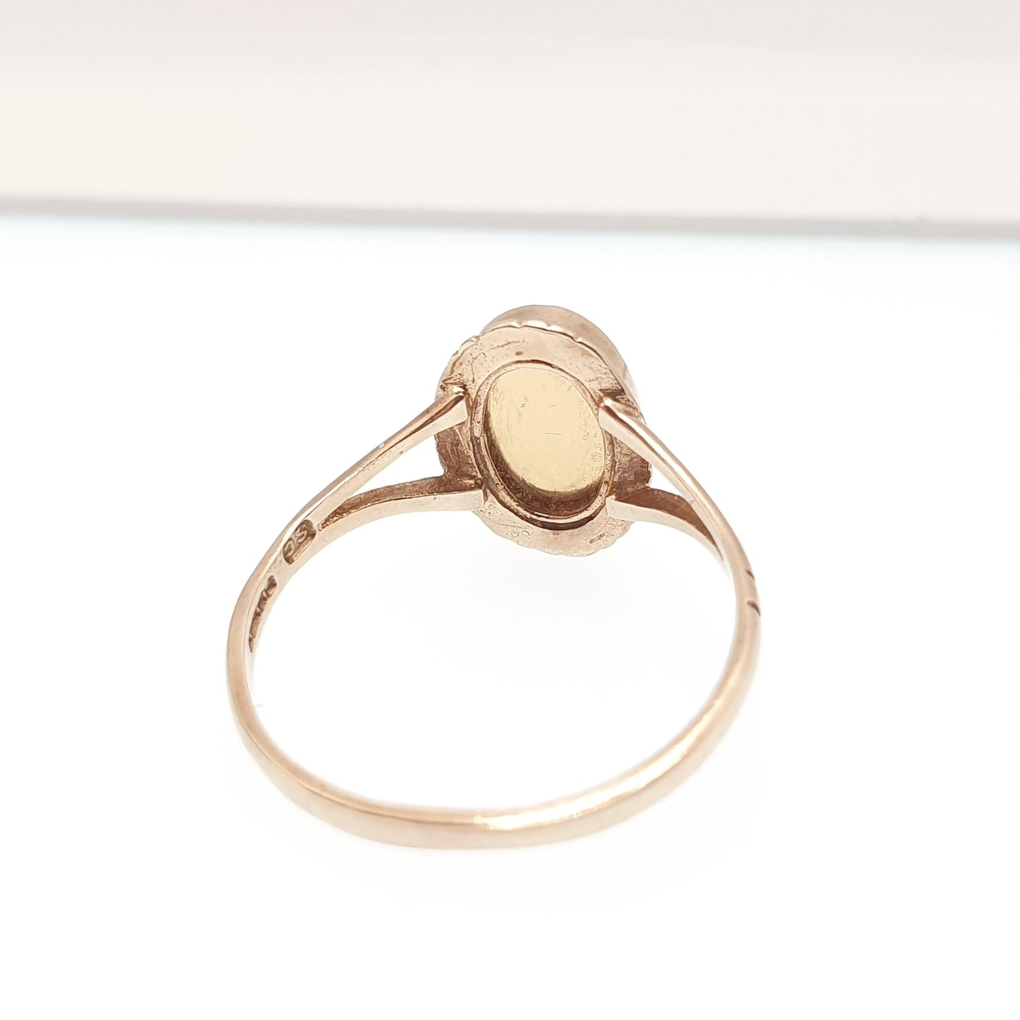 Vintage 9ct Gold Blue John Ring Solid 9k 9kt 375 Yellow Signet Cabochon Oval Fluorite Bleu Jaune Womens Rare Gemstone Jewelry Jewellery