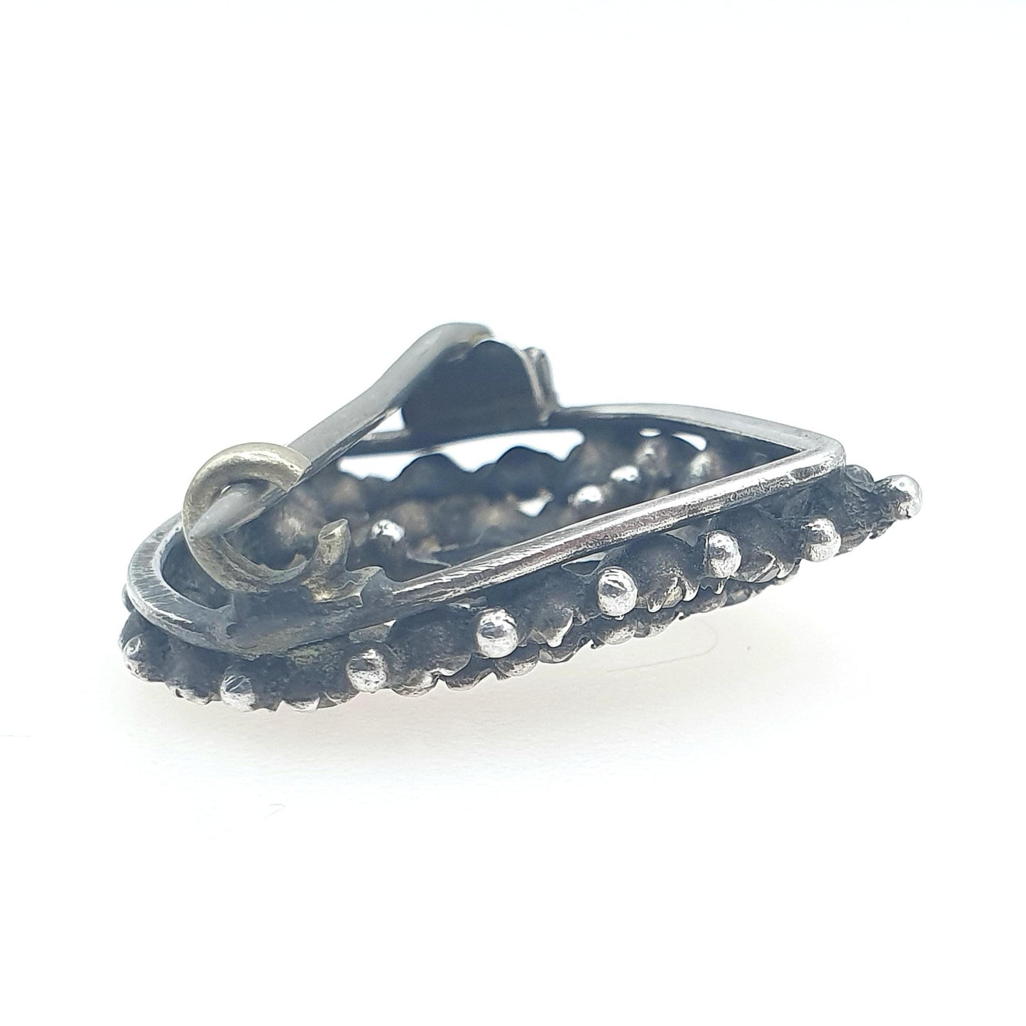 Antique Victorian Solid Silver Heart & Star Brooch Diamond Paste Cute Womens Mens Gift Jewelry Jewellery