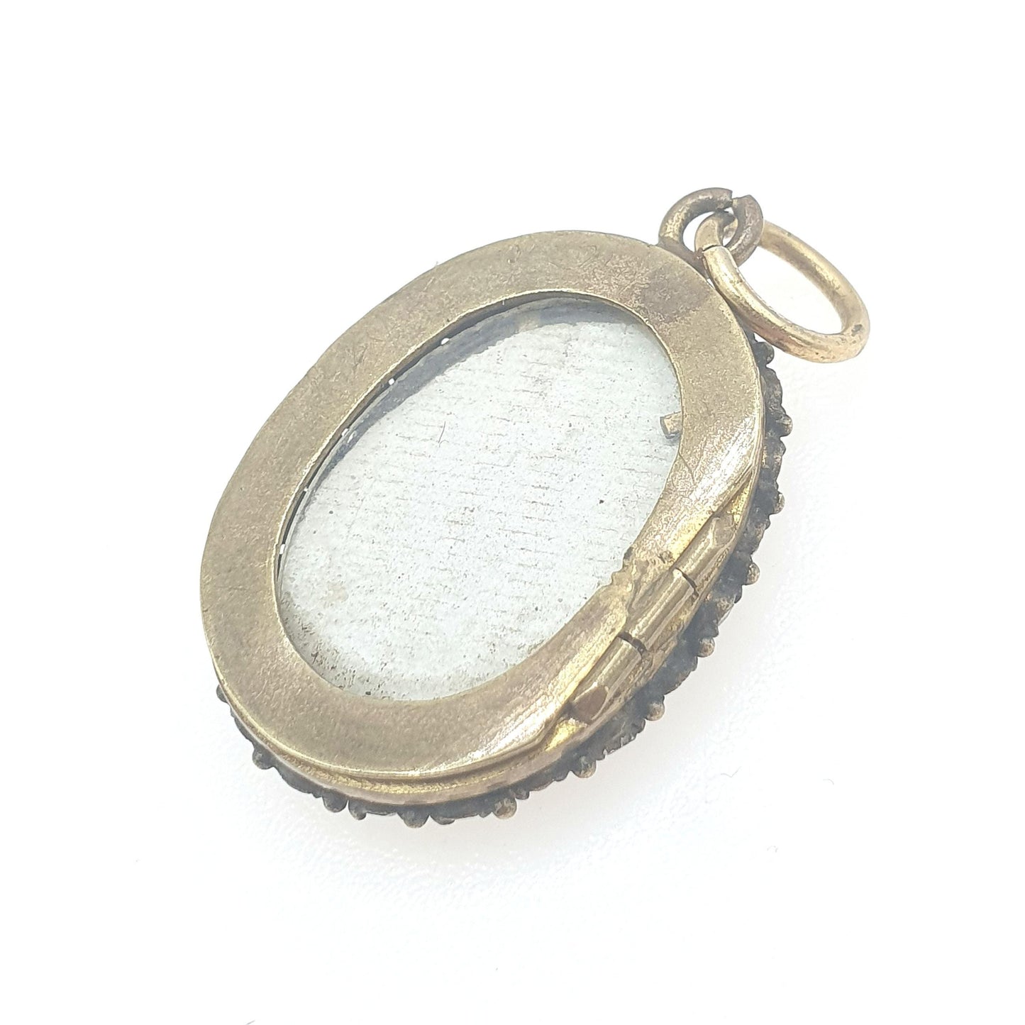 Antique Victorian Diamond Paste Locket Pendant Necklace Gold Tone Base Metal Picture Photo Womens Vintage Jewelry Jewellery