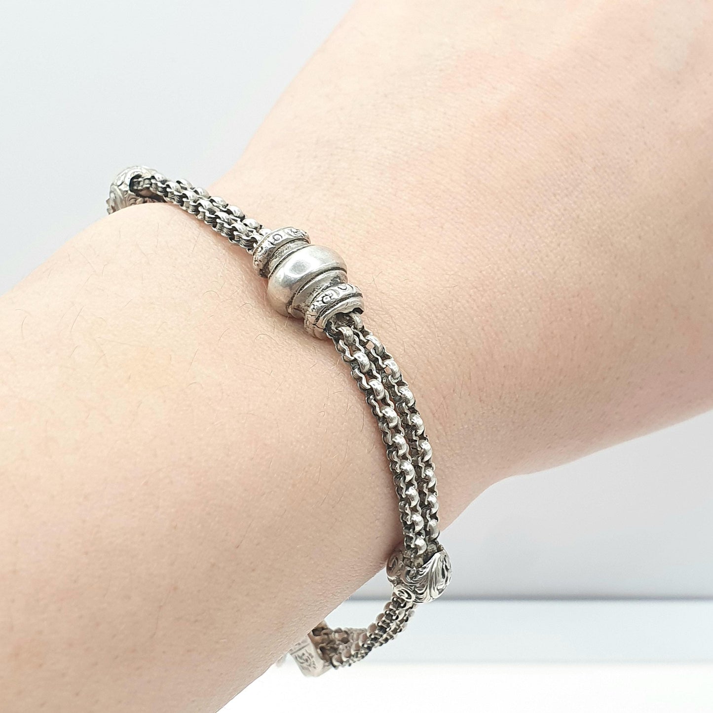 Antique Victorian Solid Silver Albertina Chain Bracelet Original Dog Clip 20cm 11.12g Women’s Unisex Jewellery Jewelry