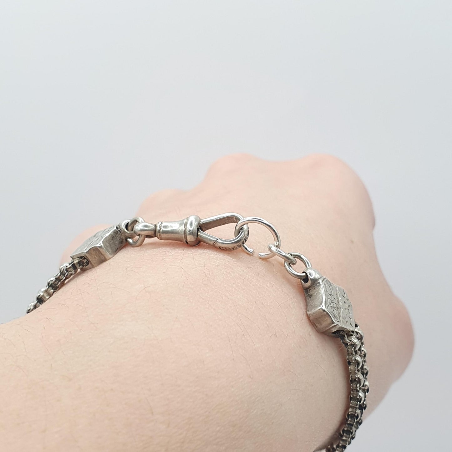 Antique Victorian Solid Silver Albertina Chain Bracelet Original Dog Clip 20cm 11.12g Women’s Unisex Jewellery Jewelry