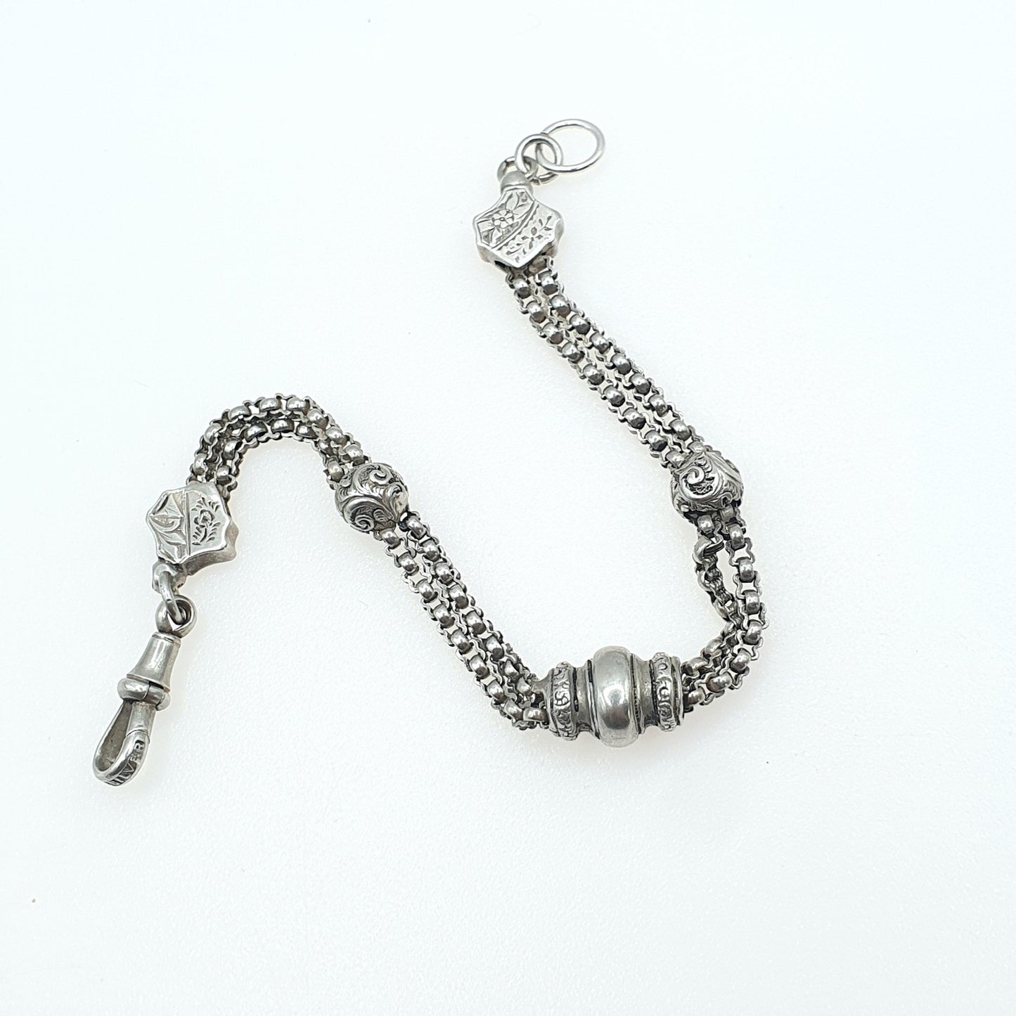 Antique Victorian Solid Silver Albertina Chain Bracelet Original Dog Clip 20cm 11.12g Women’s Unisex Jewellery Jewelry