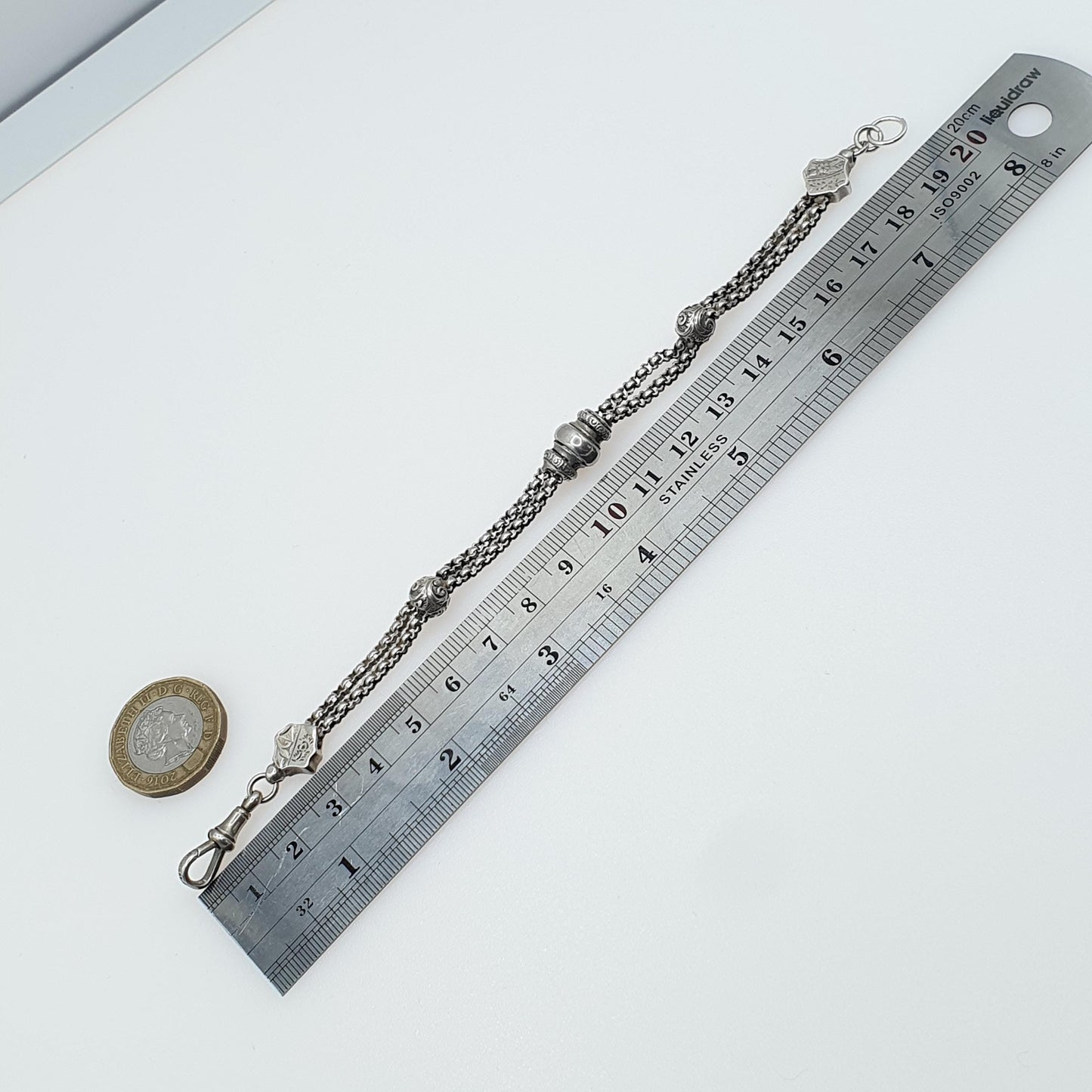 Antique Victorian Solid Silver Albertina Chain Bracelet Original Dog Clip 20cm 11.12g Women’s Unisex Jewellery Jewelry