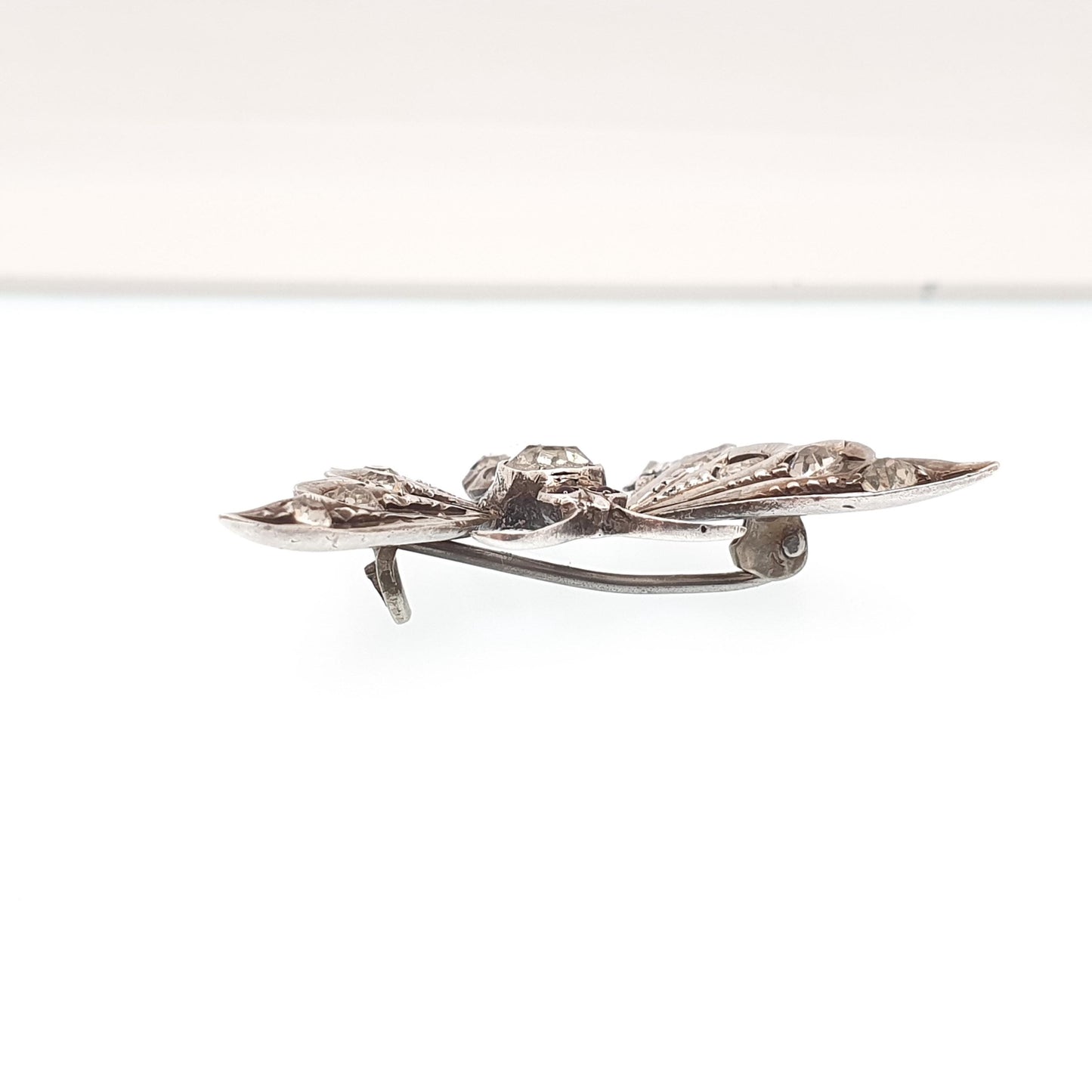 Antique Victorian Sterling Silver Butterfly Paste Brooch Diamond Tone & Ruby Tone Insect Bug Handmade Vintage Jewellery Jewelry